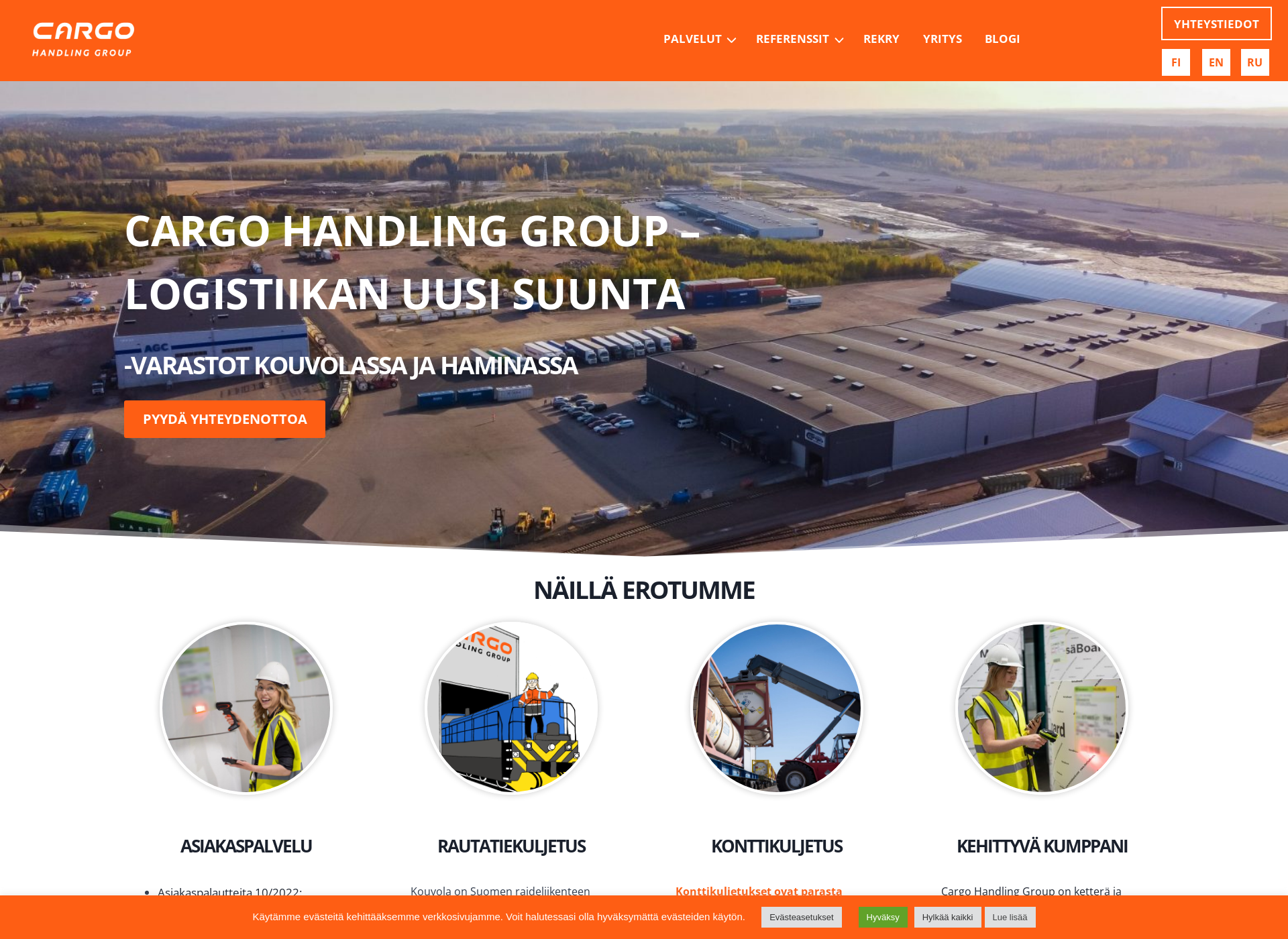 Näyttökuva kouvolacargohandling.fi