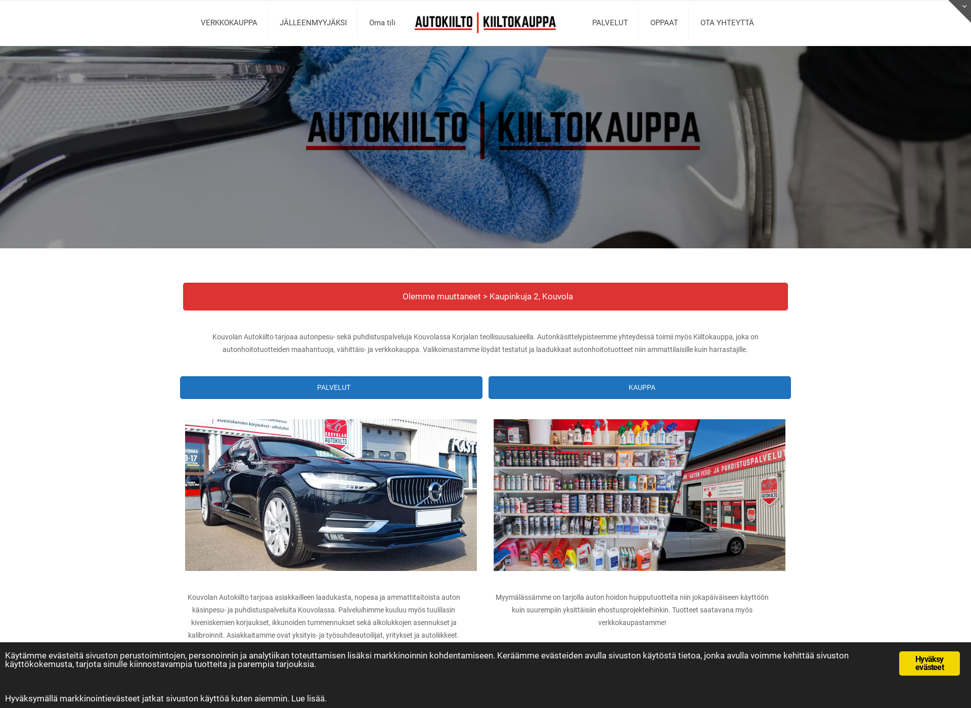 Skärmdump för kouvolanautokiilto.fi