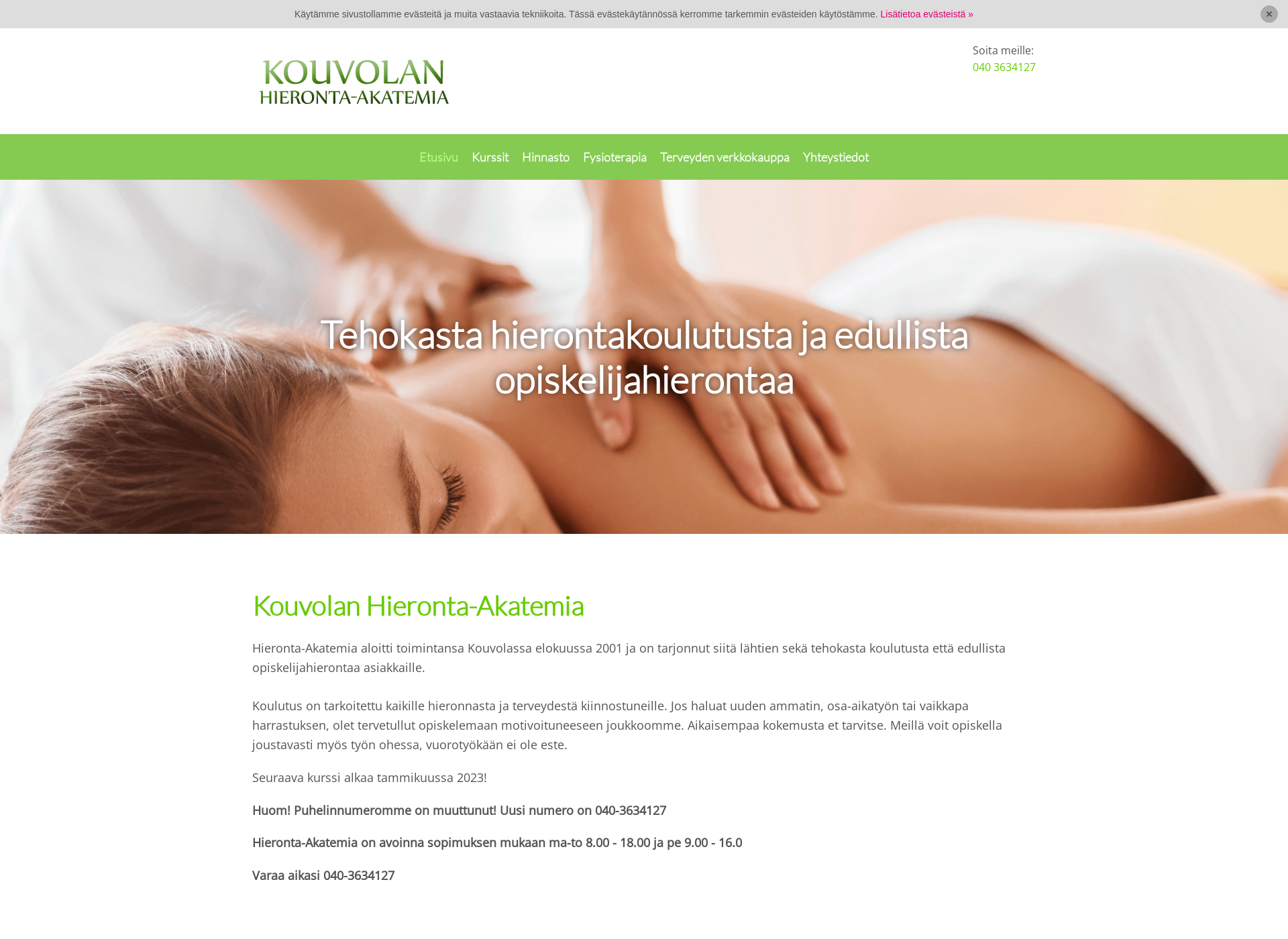 Screenshot for kouvolanhieronta-akatemia.fi
