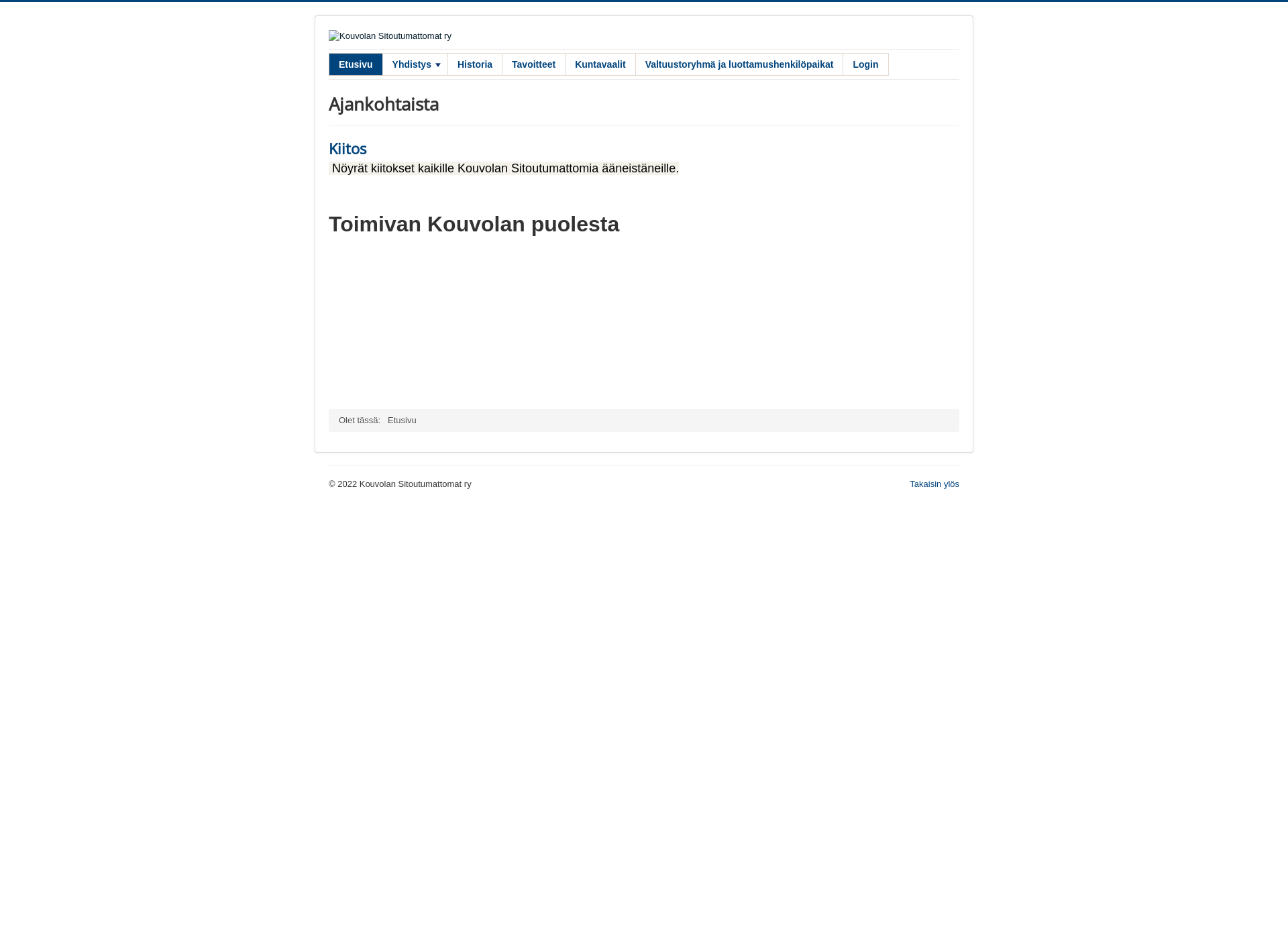 Screenshot for kouvolansitoutumattomat.fi