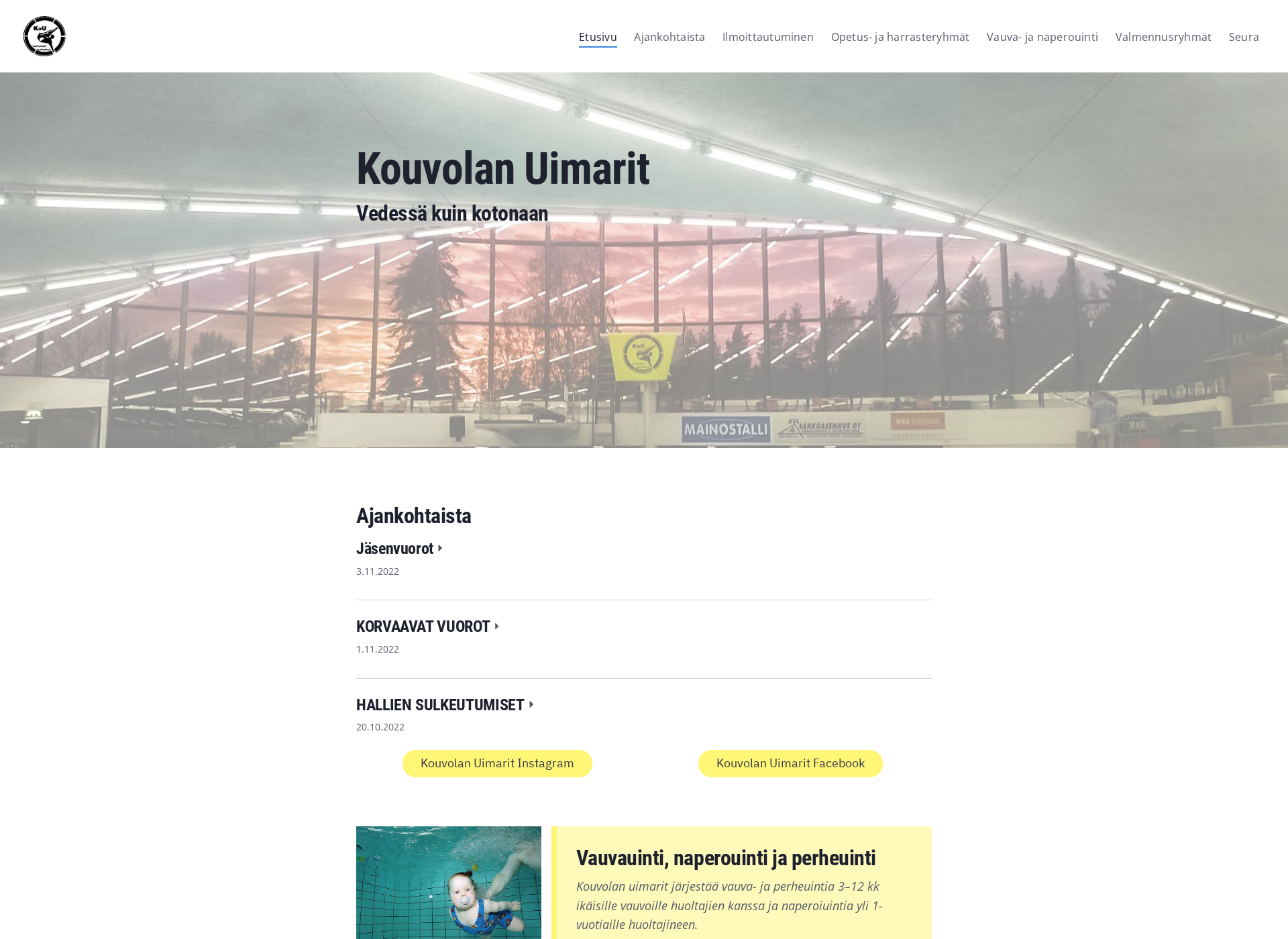 Screenshot for kouvolanuimarit.fi