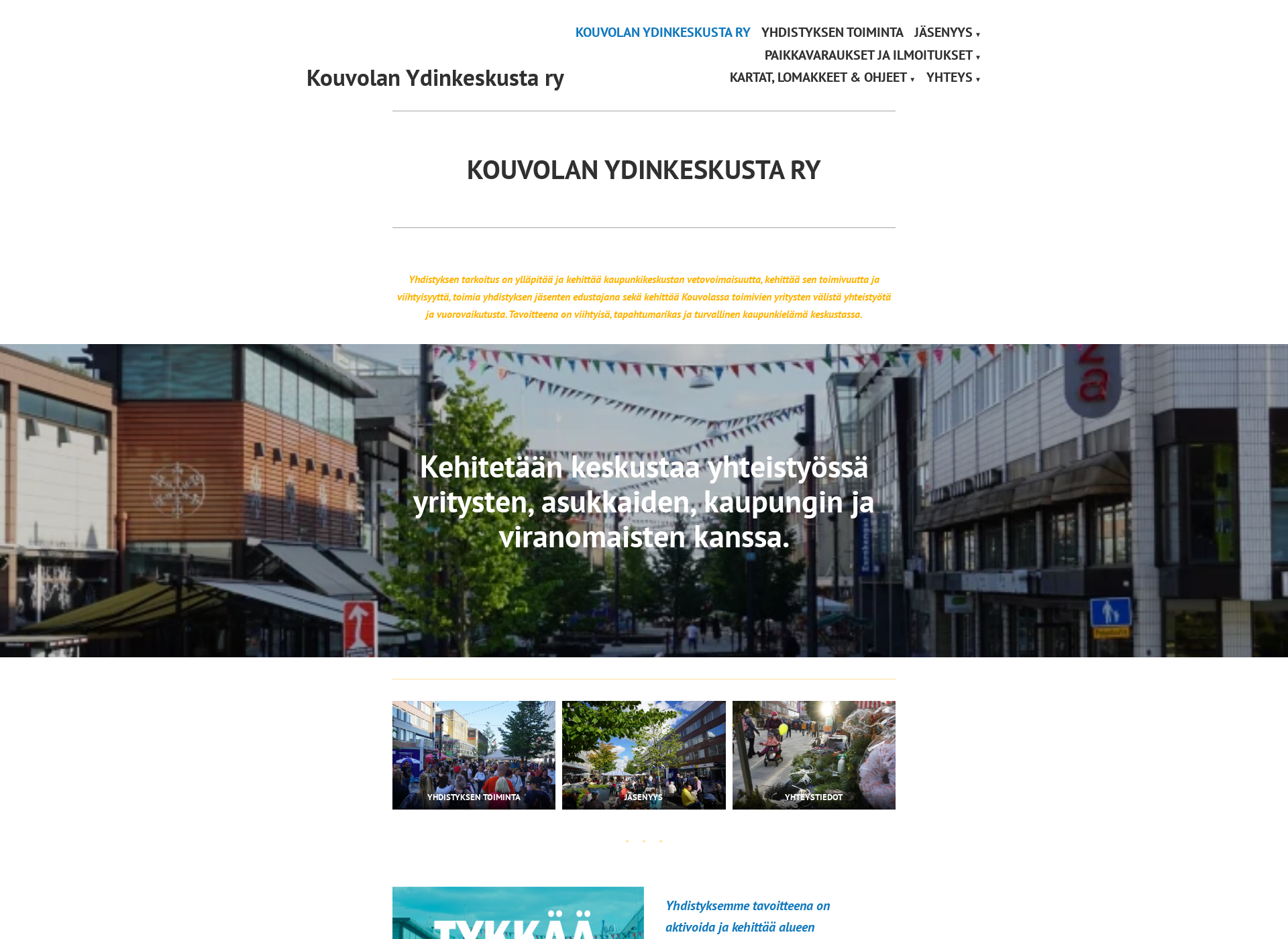 Skärmdump för kouvolanydinkeskusta.fi