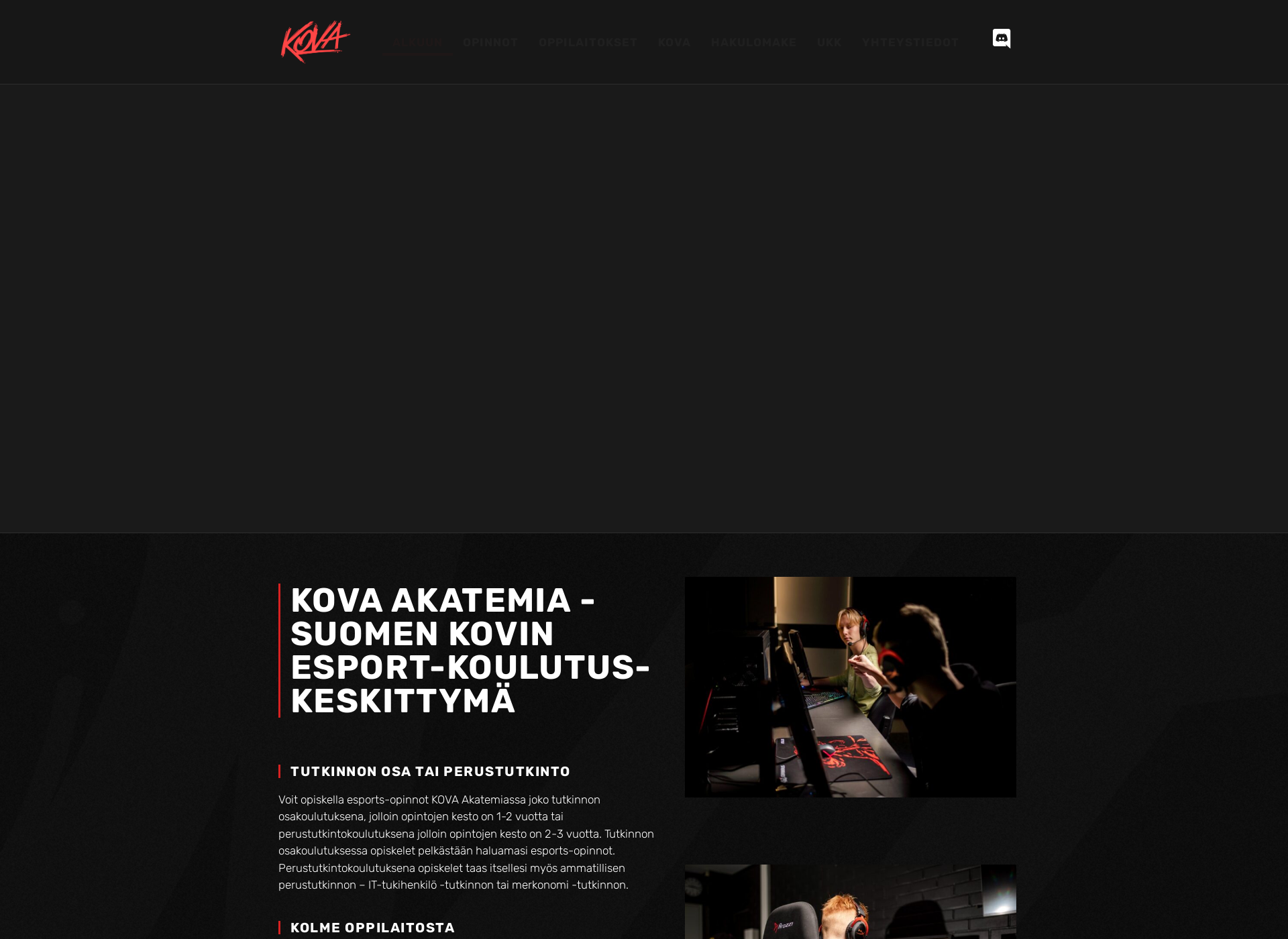Skärmdump för kovaakatemia.fi