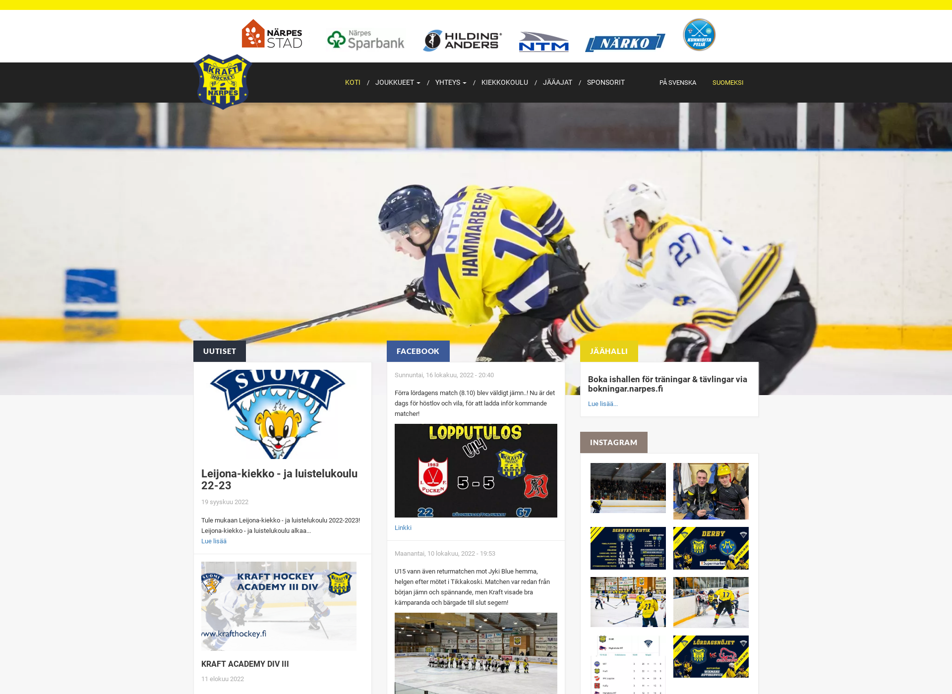 Skärmdump för krafthockey.fi