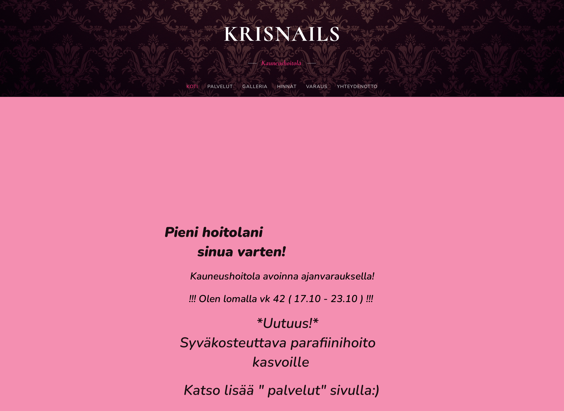 Skärmdump för krisnails.fi