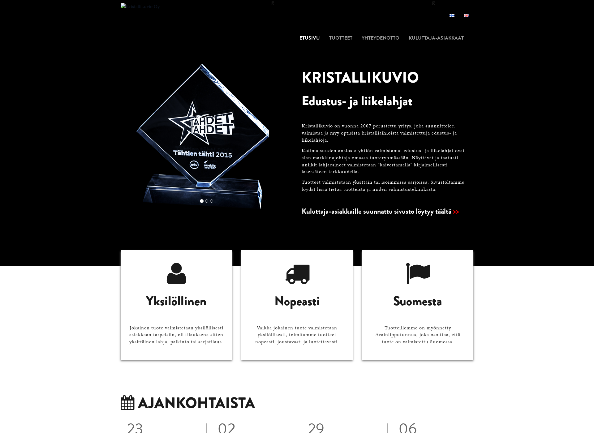 Skärmdump för kristallikuvio.fi