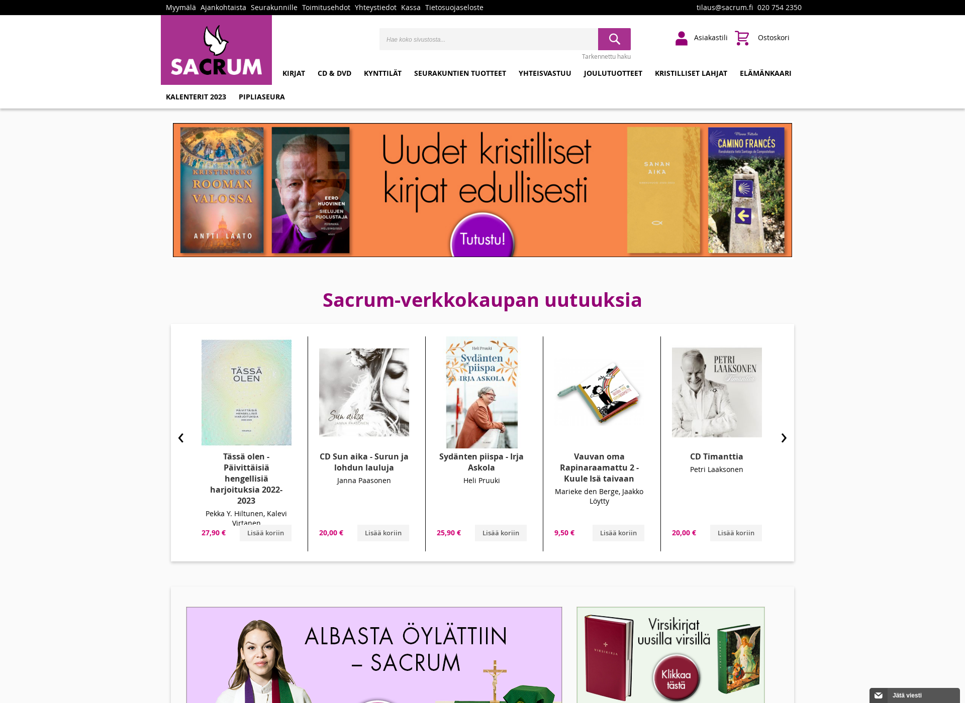 Skärmdump för kristillisetkirjat.fi