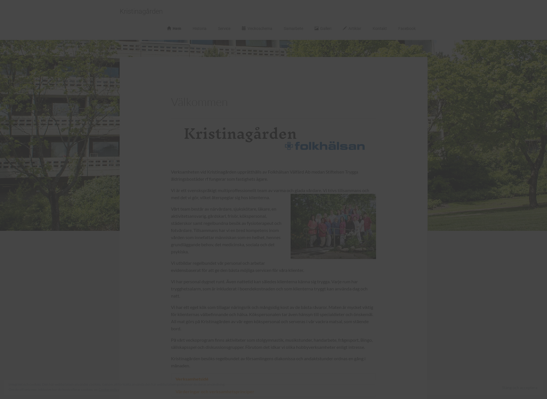 Skärmdump för kristinagarden.fi