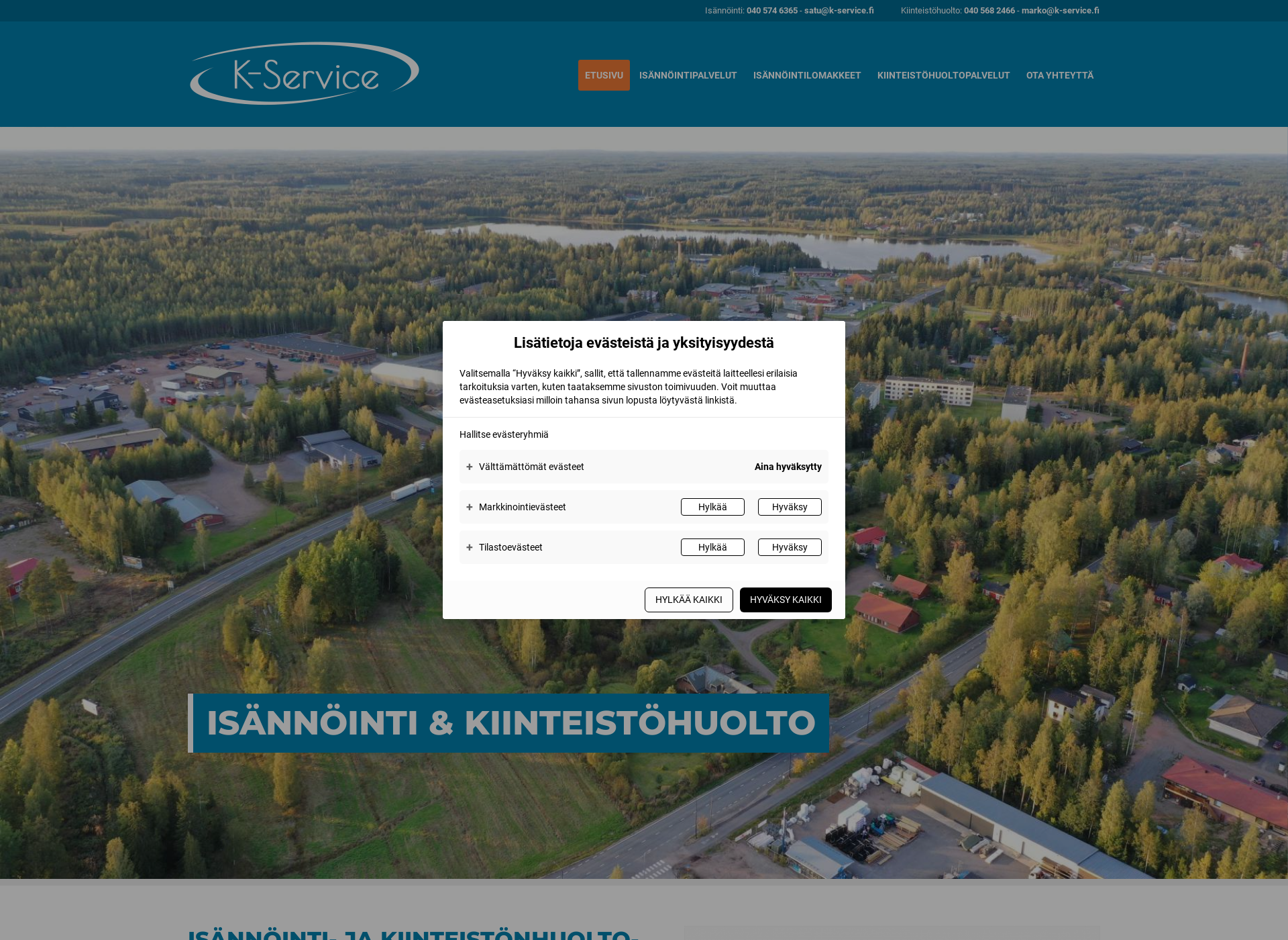 Skärmdump för kservice.fi