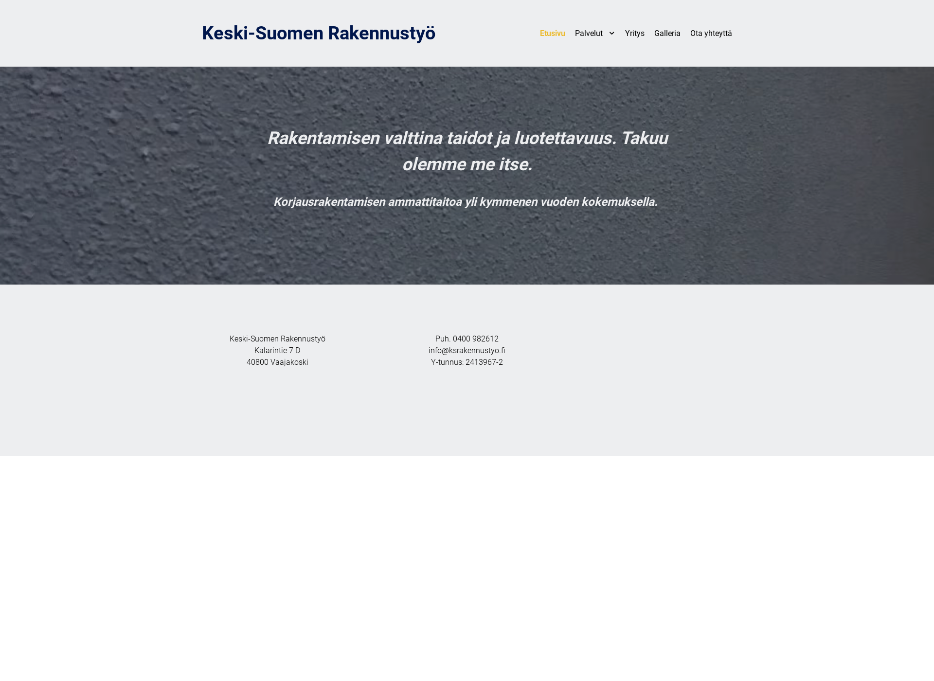 Skärmdump för ksrakennustyo.fi