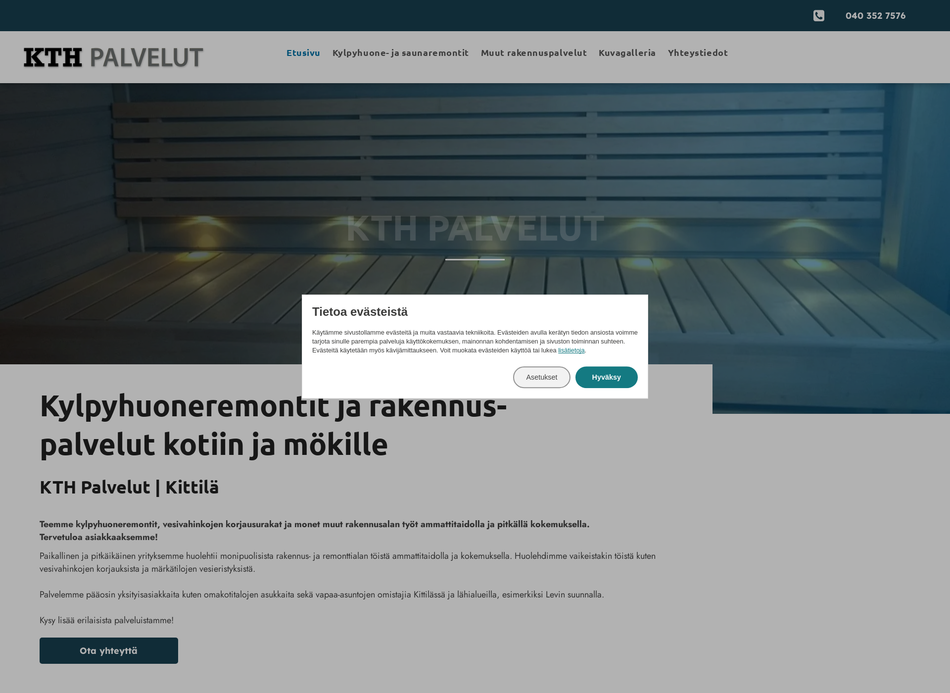 Skärmdump för kthpalvelut.fi