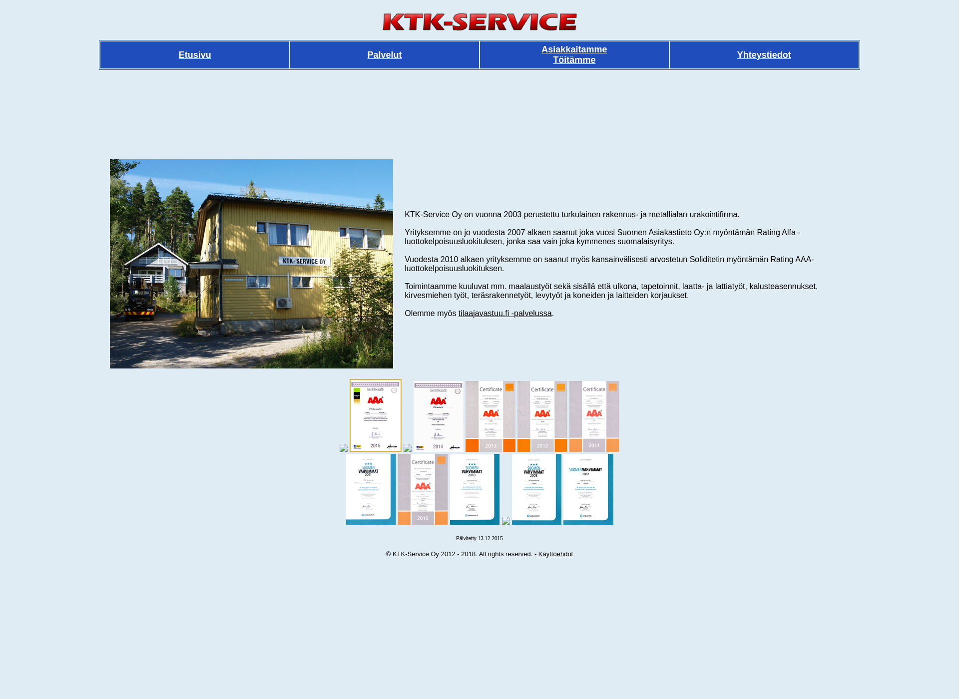 Skärmdump för ktk-service.fi