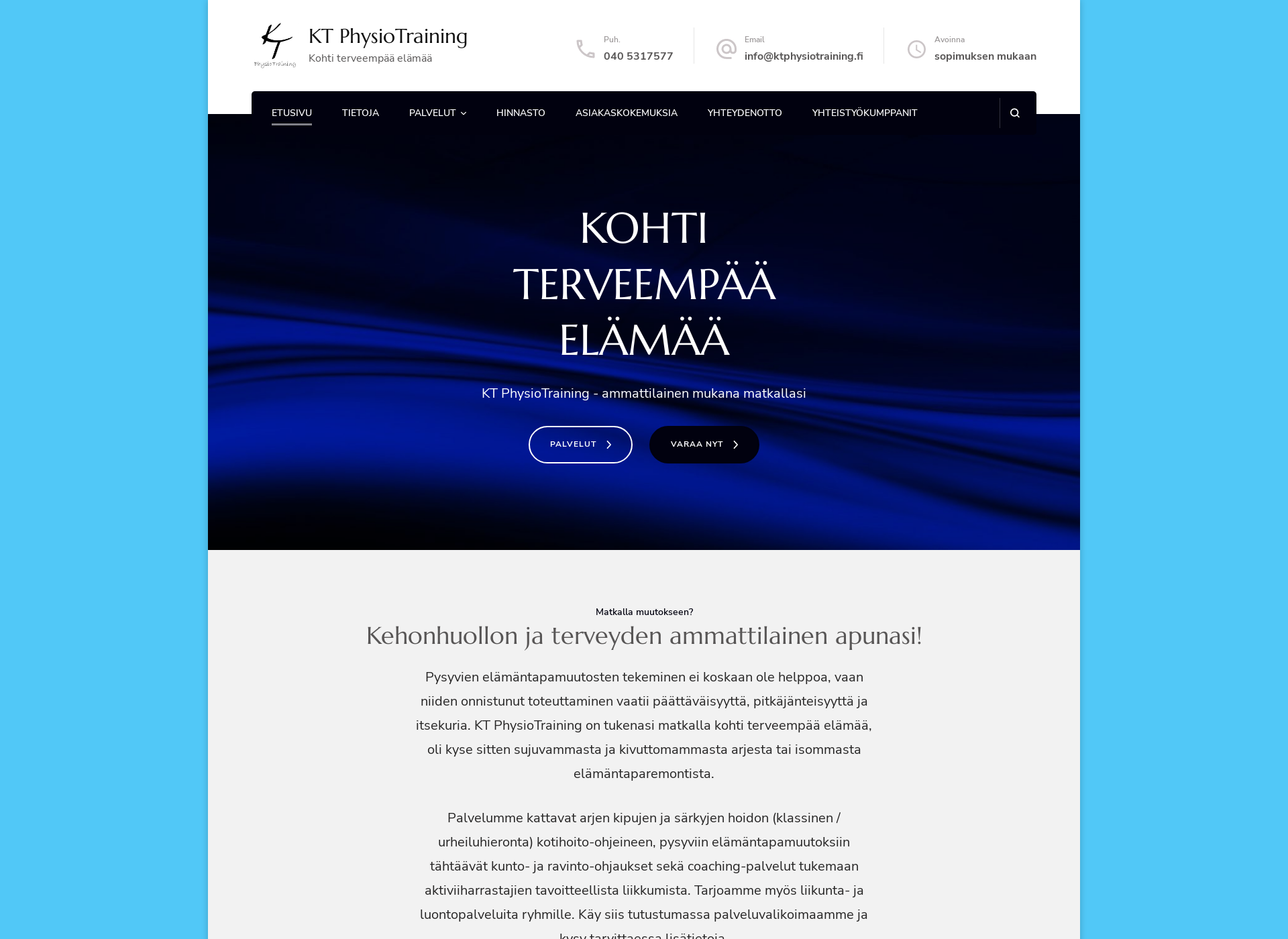 Skärmdump för ktphysiotraining.fi