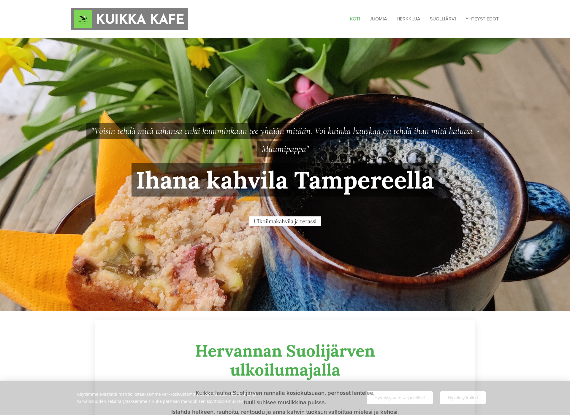 Skärmdump för kuikkakafe.fi