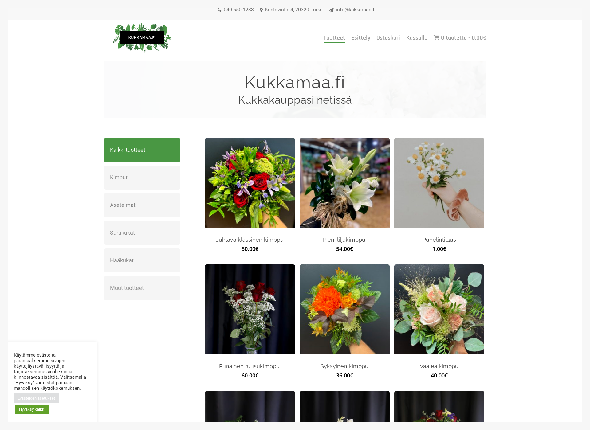 Skärmdump för kukkamaa.fi
