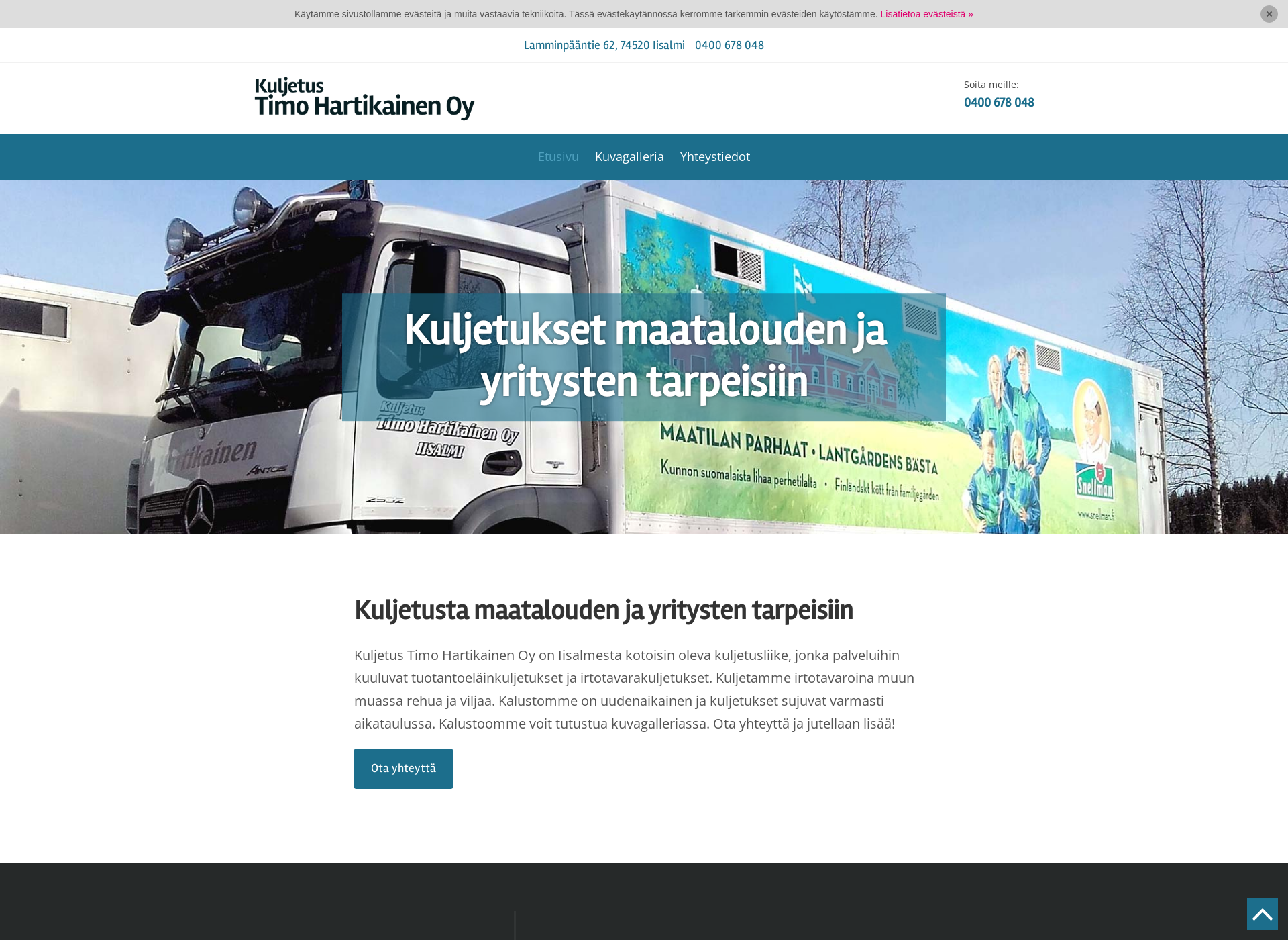 Skärmdump för kuljetushartikainen.fi