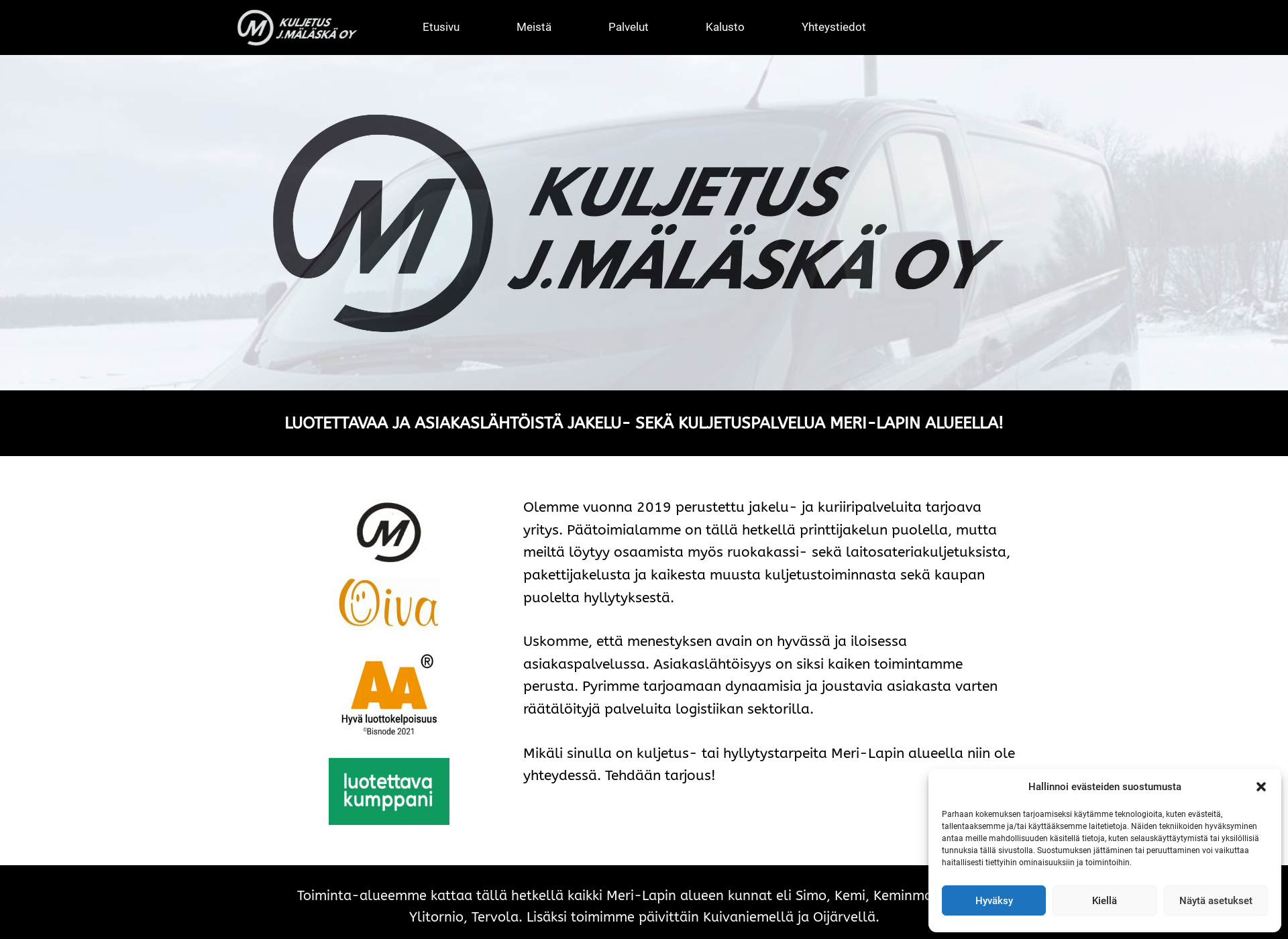 Skärmdump för kuljetusjmalaska.fi