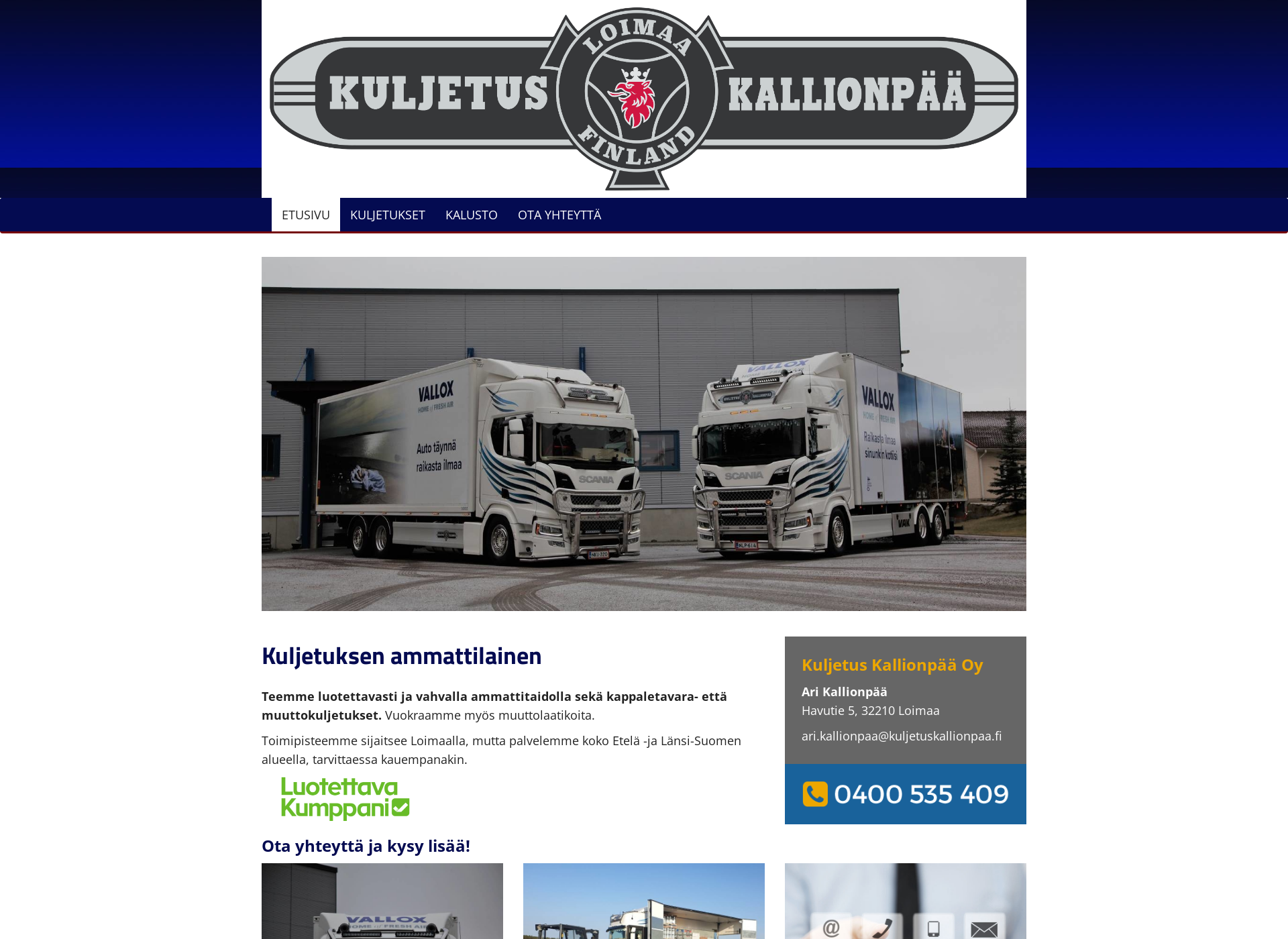 Screenshot for kuljetuskallionpaa.fi