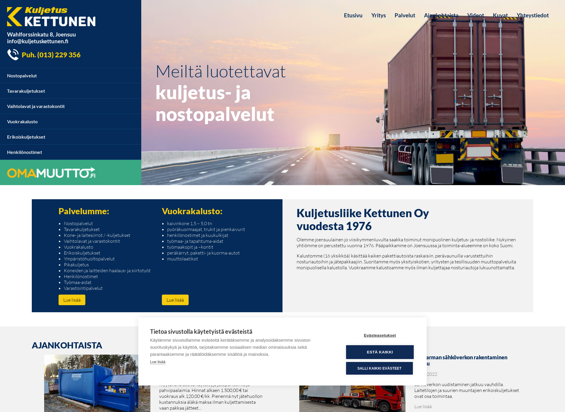 Screenshot for kuljetuskettunen.fi