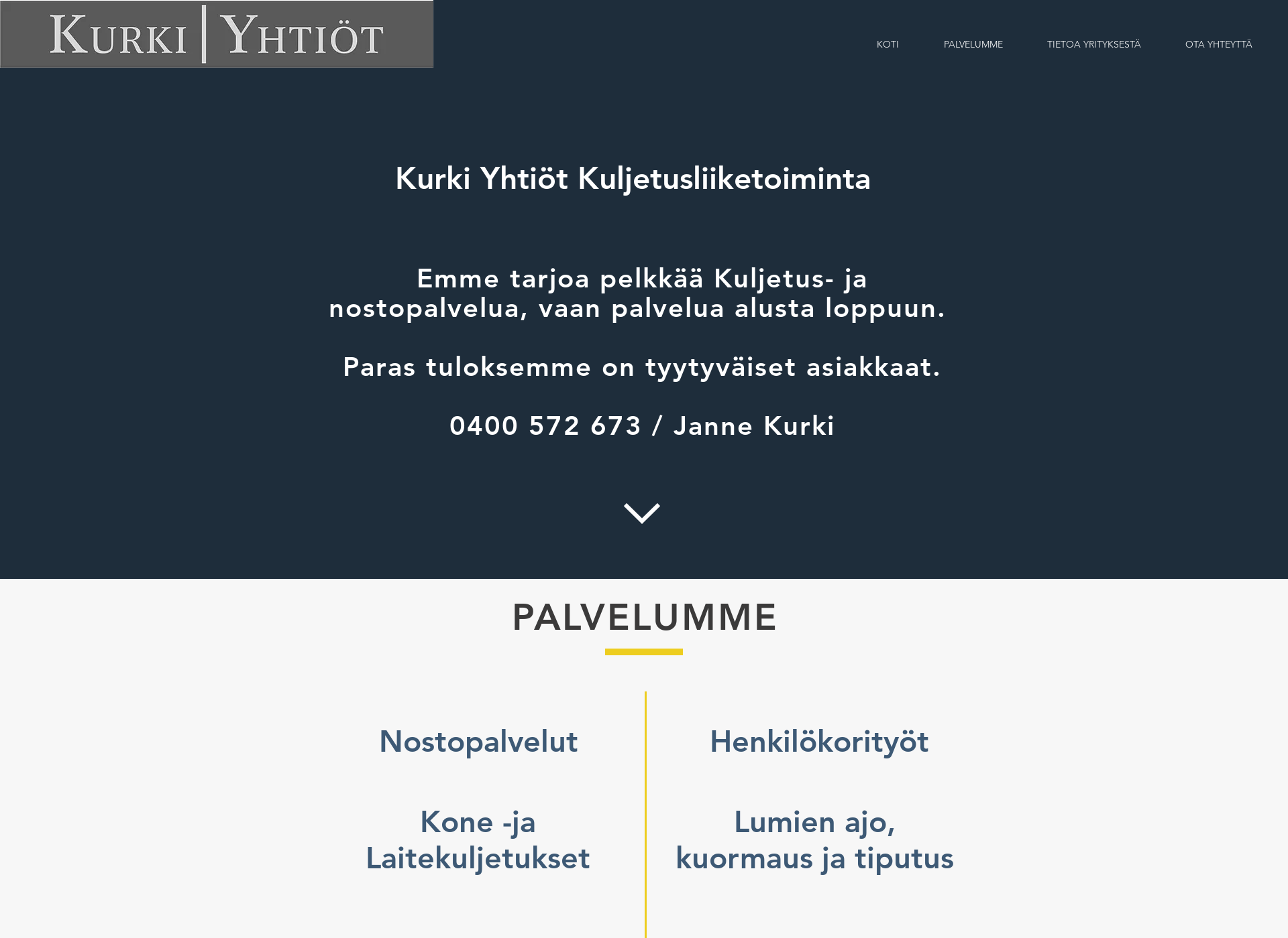 Skärmdump för kuljetuskurki.fi