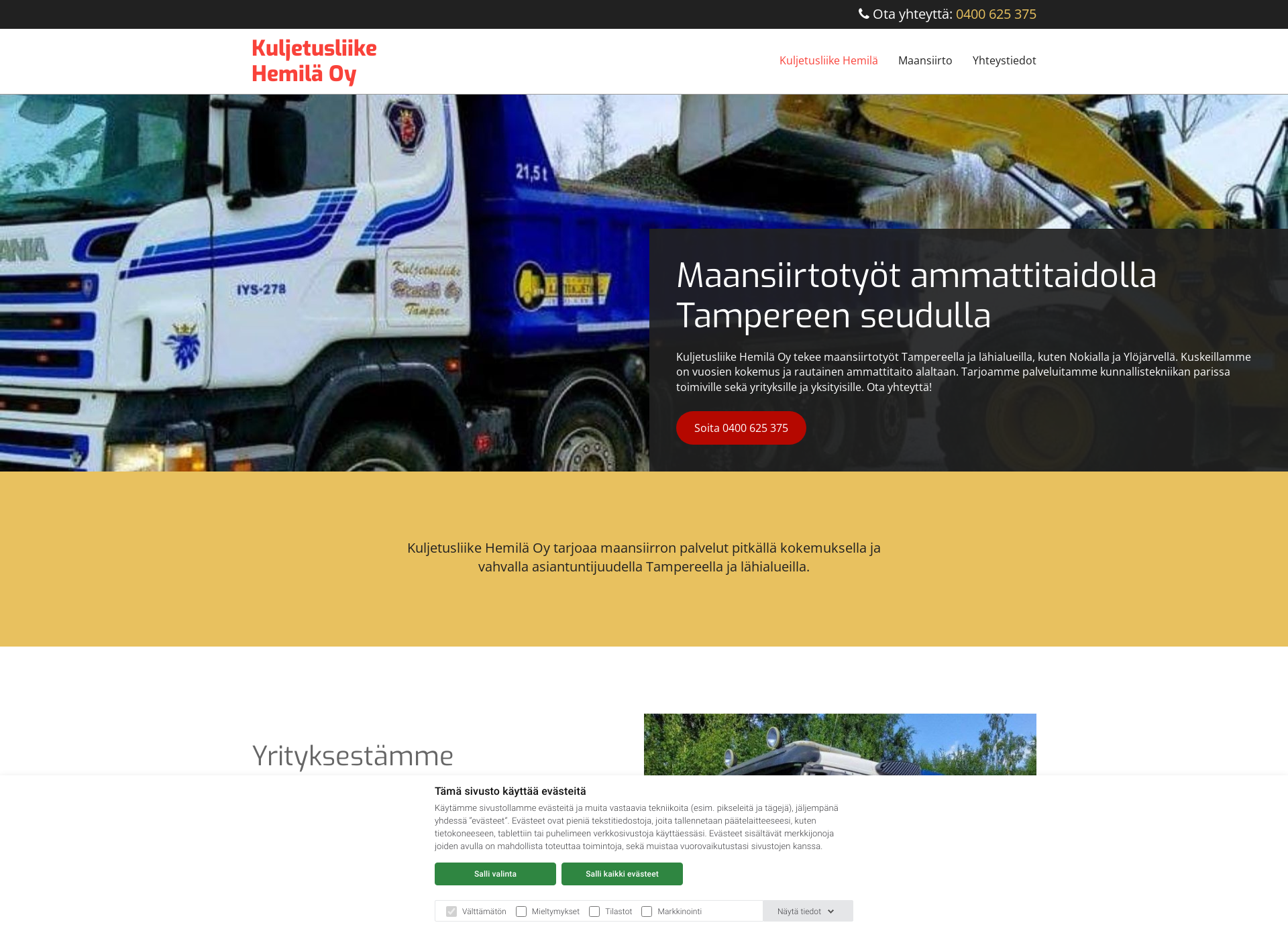 Screenshot for kuljetusliikehemila.fi