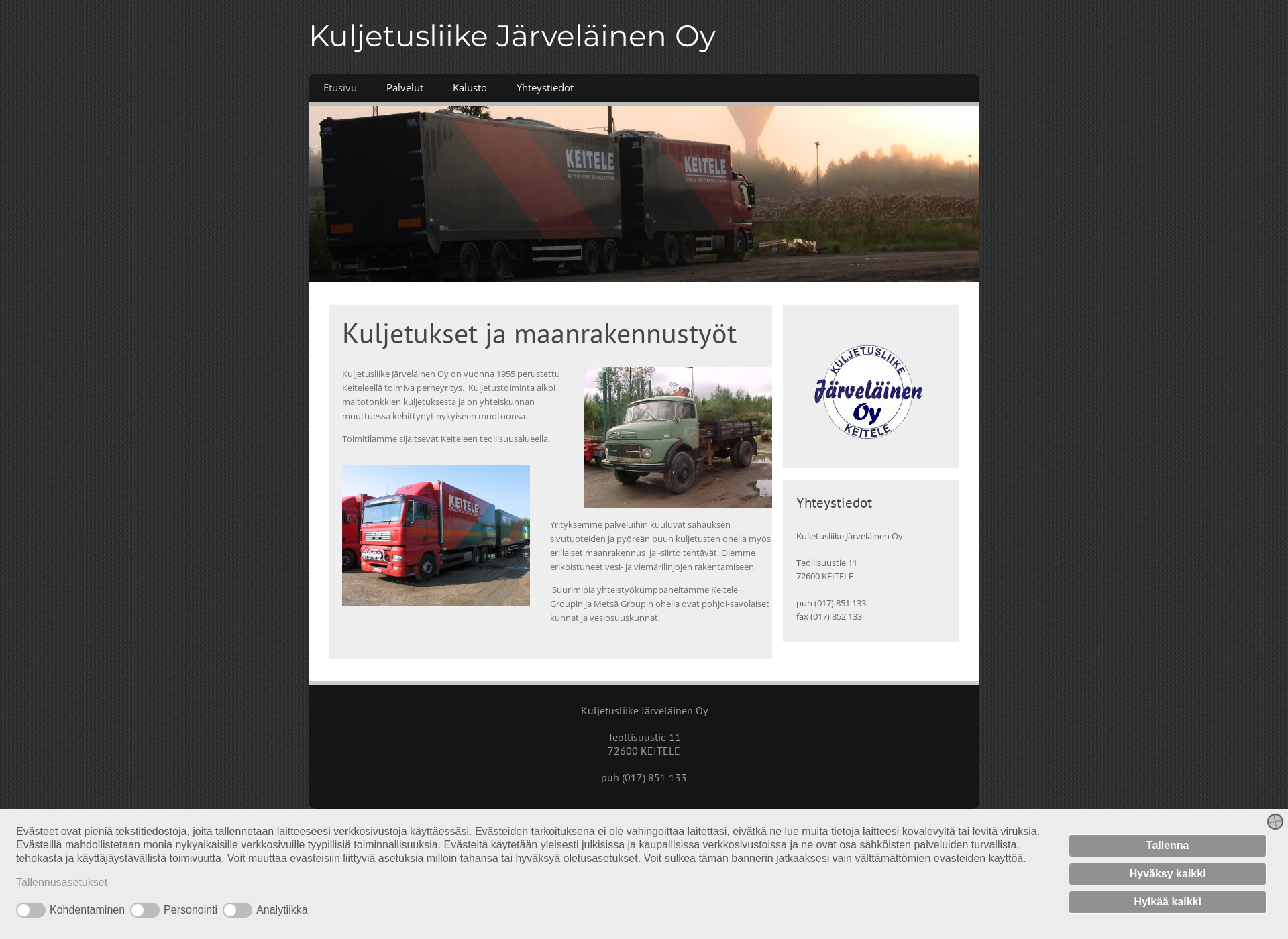 Screenshot for kuljetusliikejarvelainen.fi
