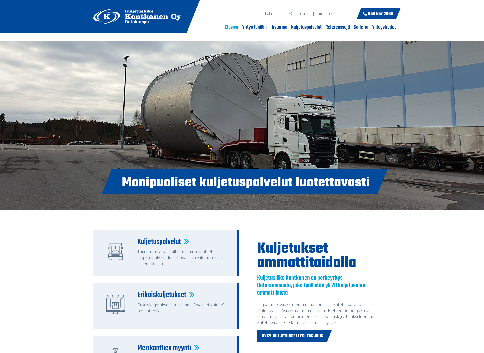 Screenshot for kuljetusliikekontkanen.fi