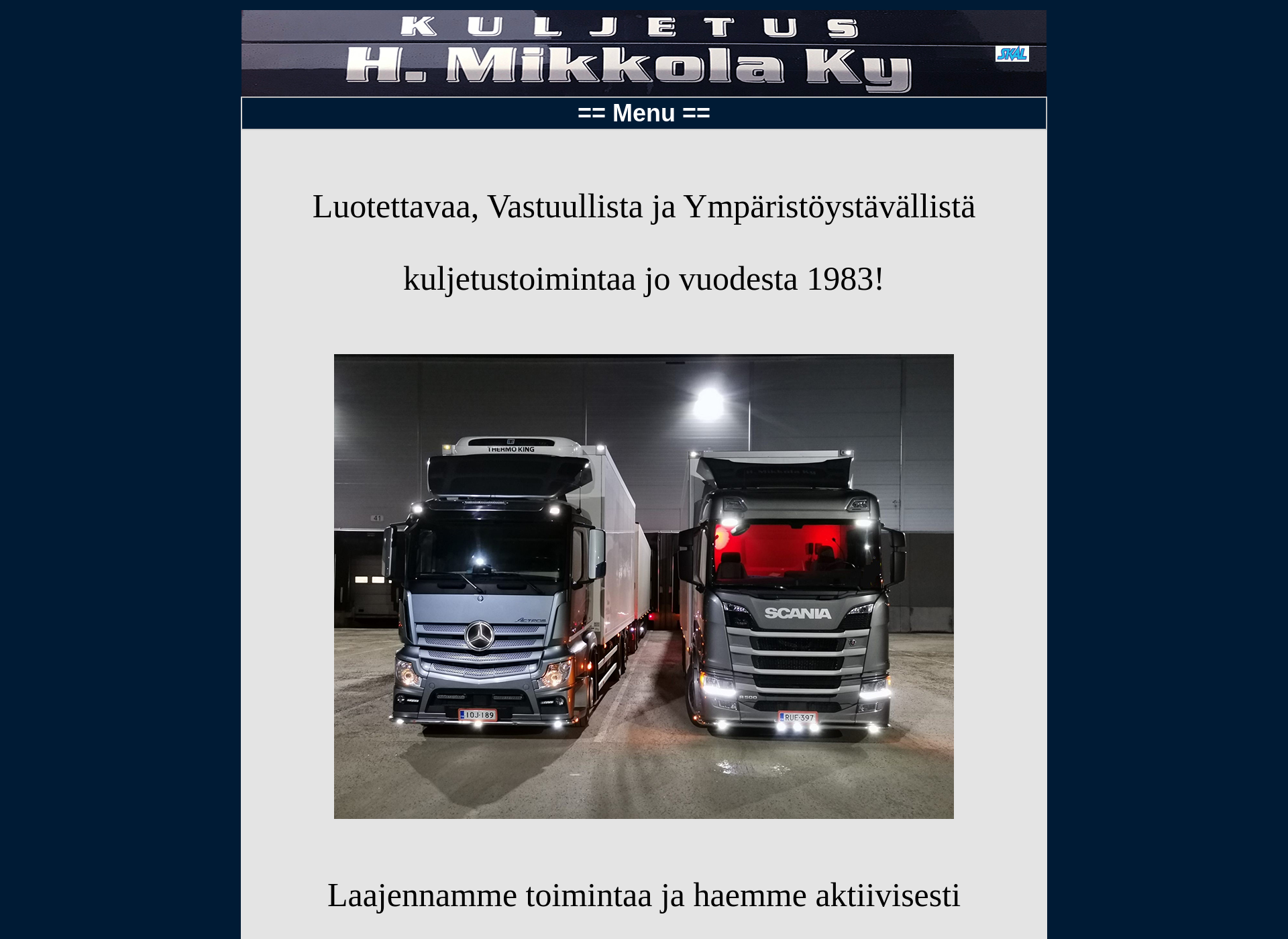 Skärmdump för kuljetusmikkola.fi
