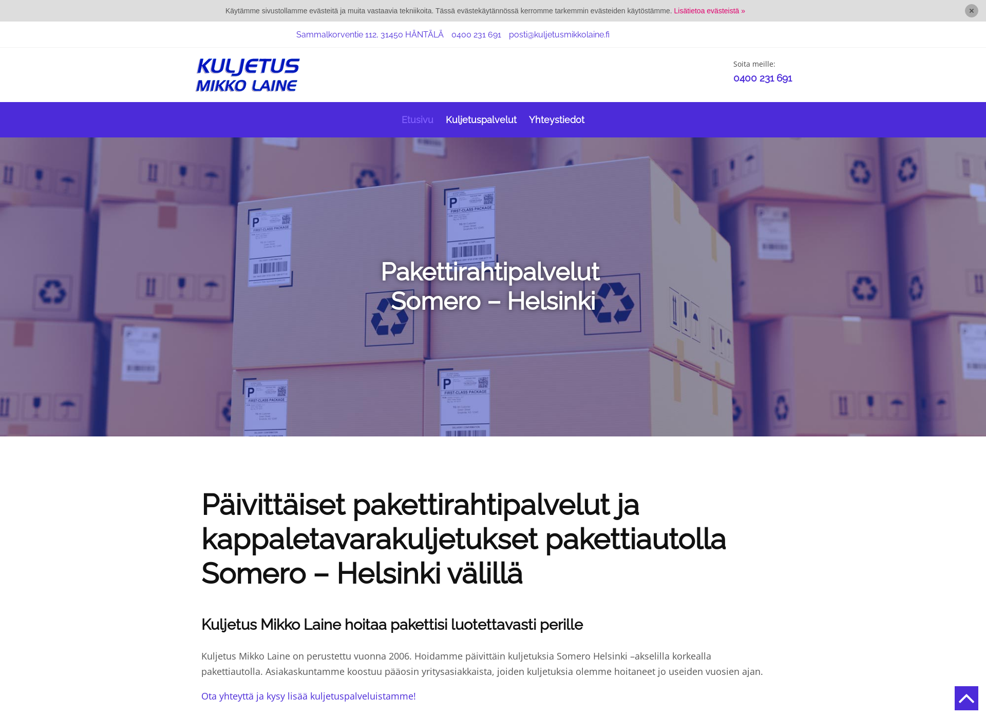 Skärmdump för kuljetusmikkolaine.fi