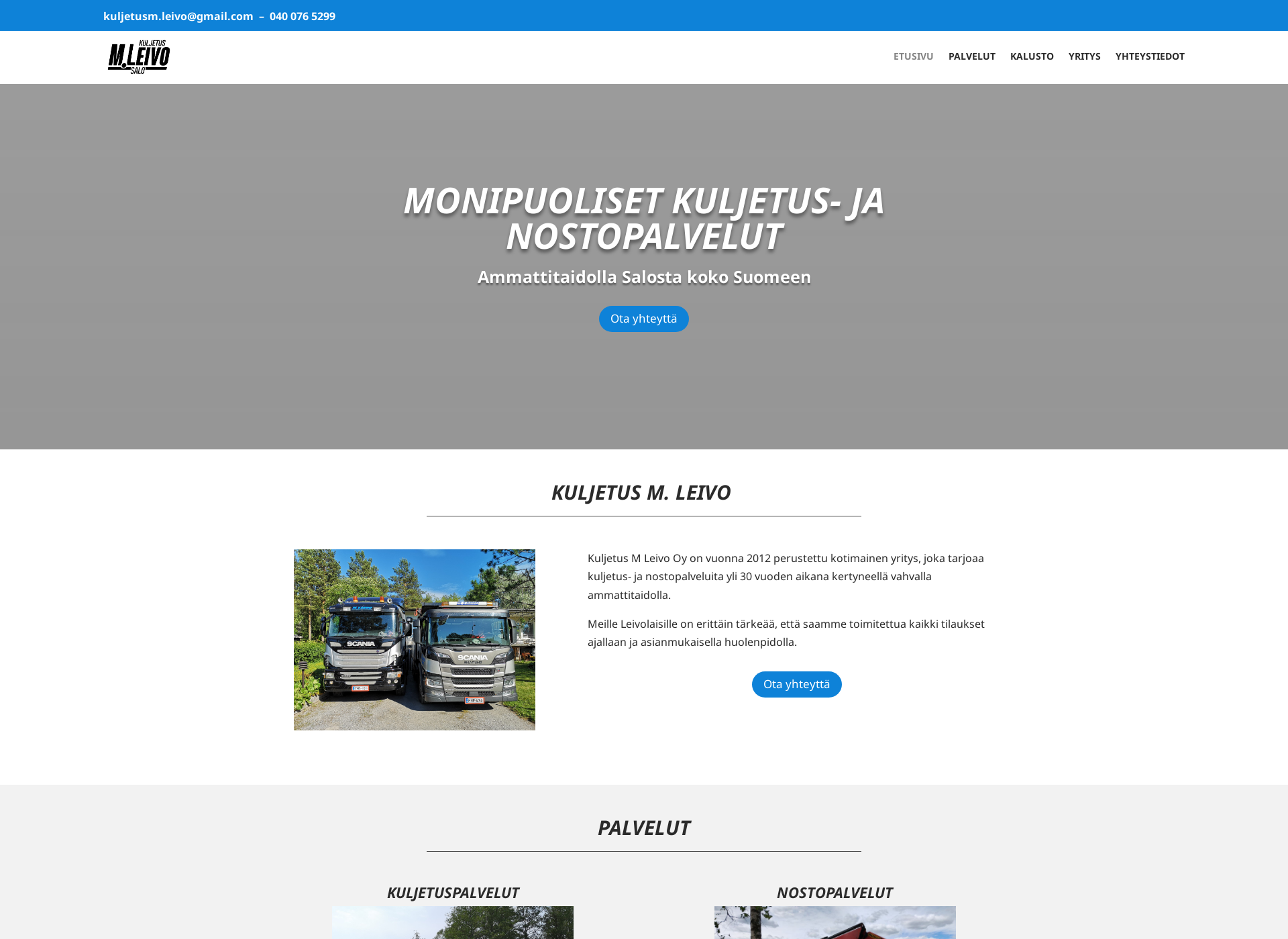 Skärmdump för kuljetusmleivo.fi