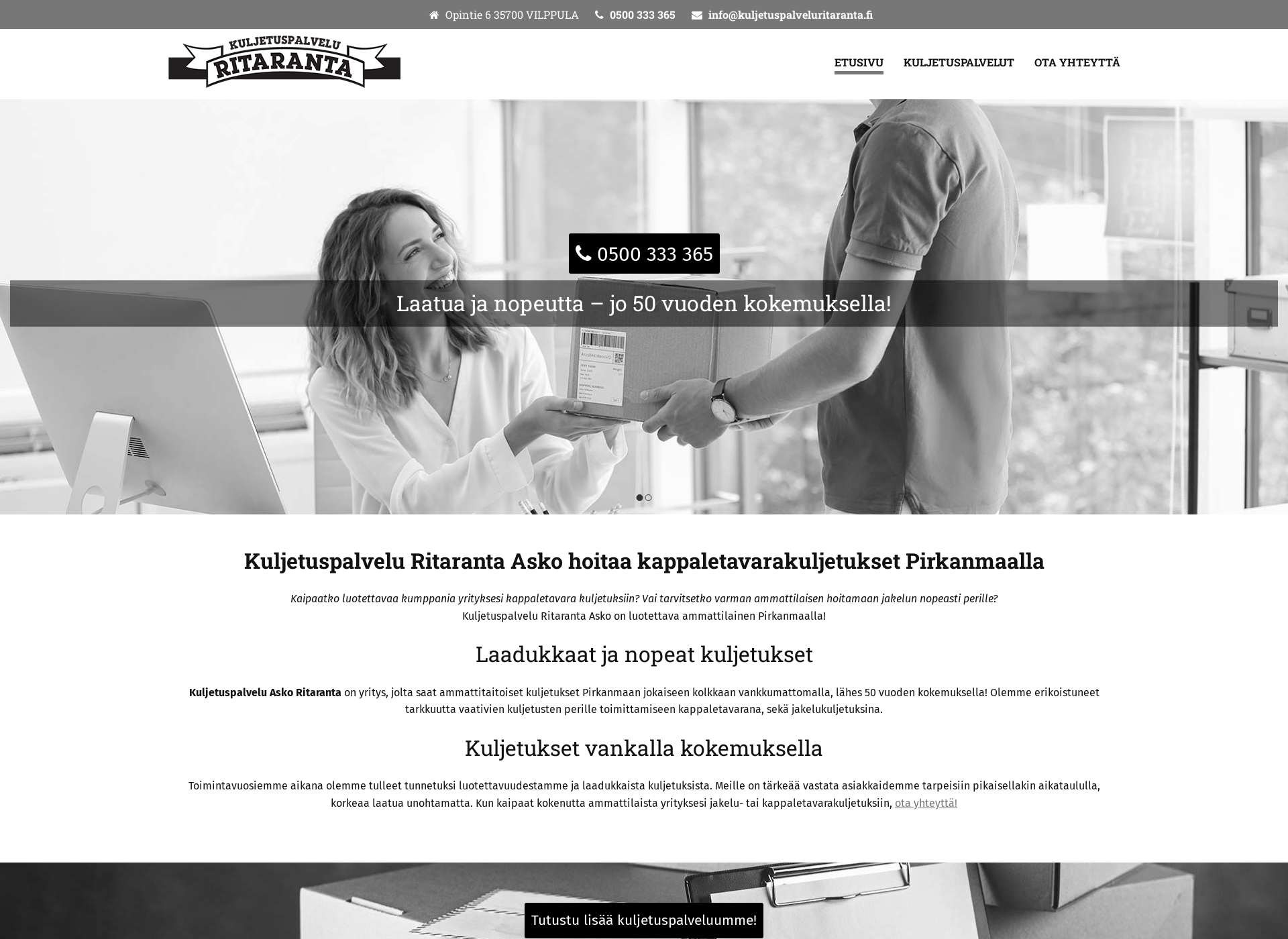 Screenshot for kuljetuspalveluritaranta.fi