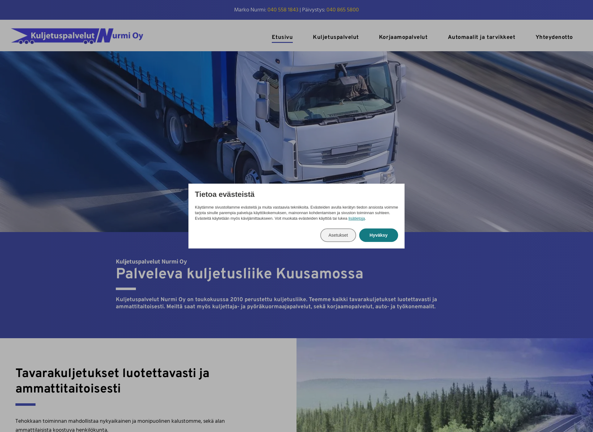 Screenshot for kuljetuspalvelutnurmi.fi