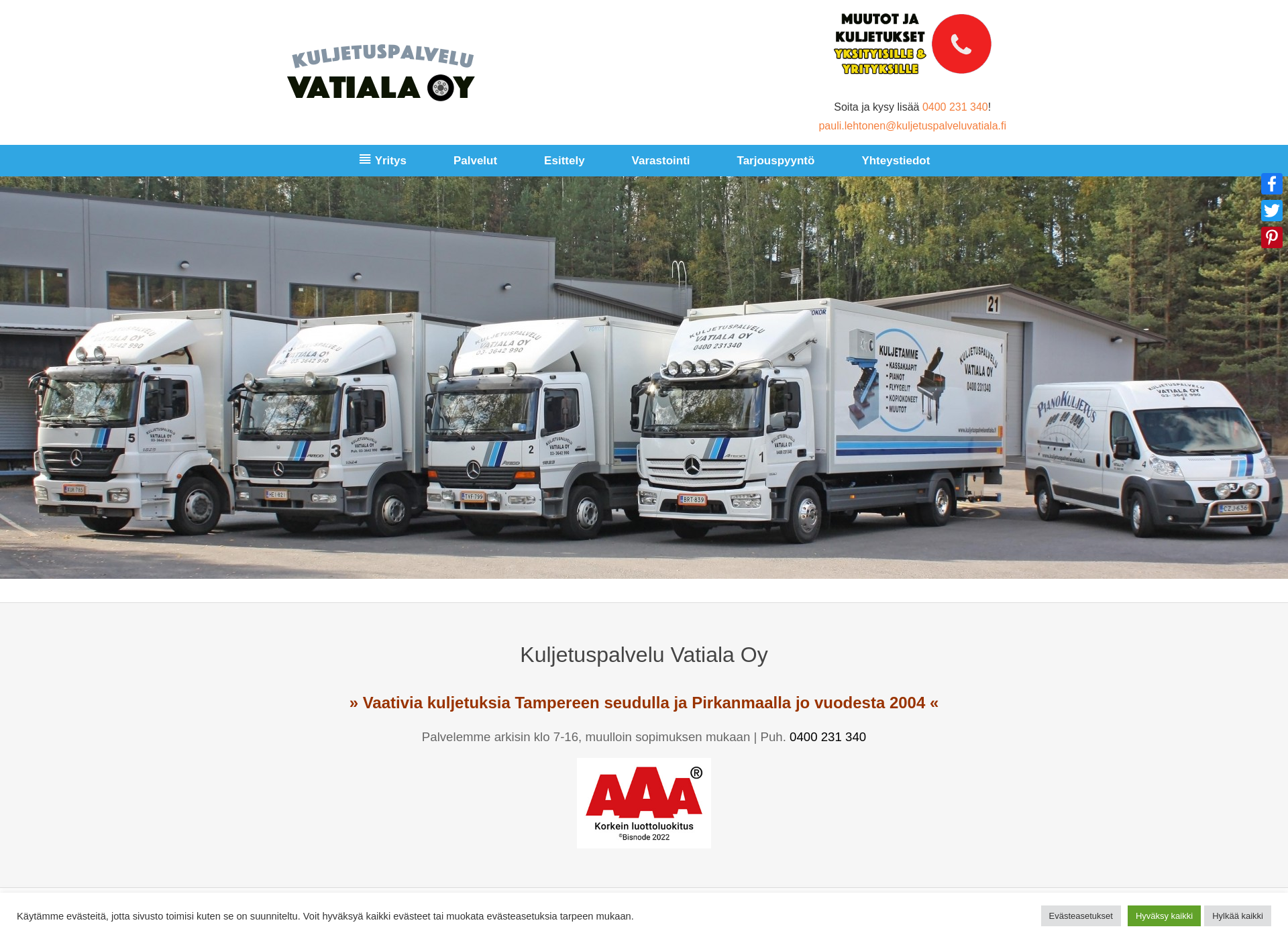 Screenshot for kuljetuspalveluvatiala.fi