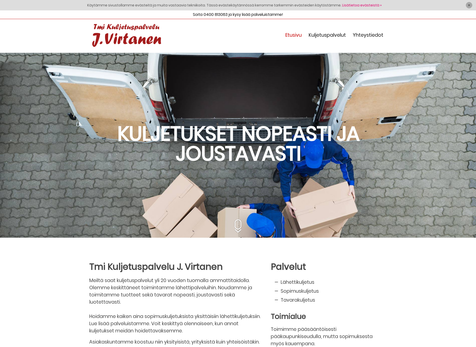 Screenshot for kuljetuspalveluvirtanen.fi