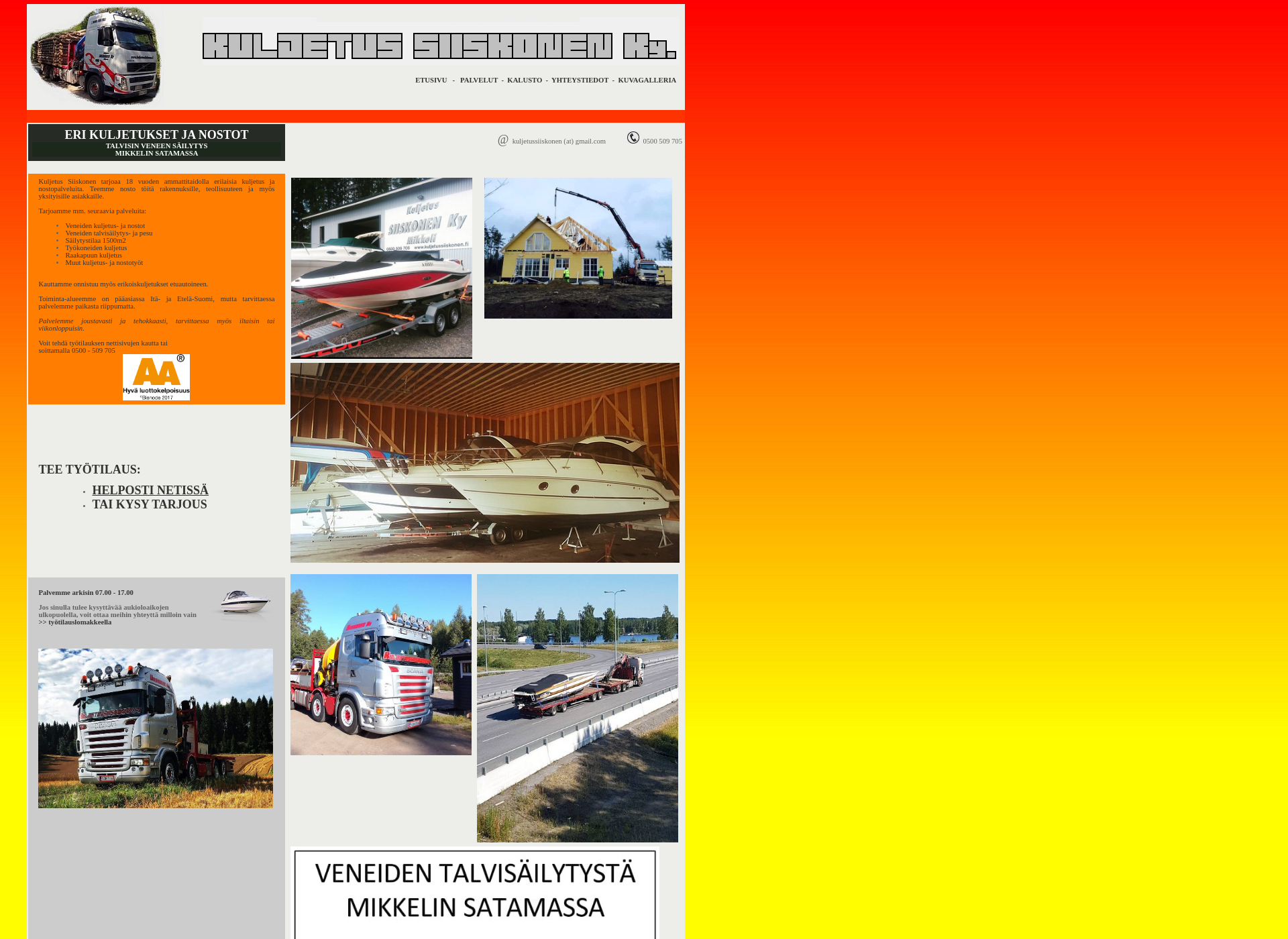 Skärmdump för kuljetussiiskonen.fi