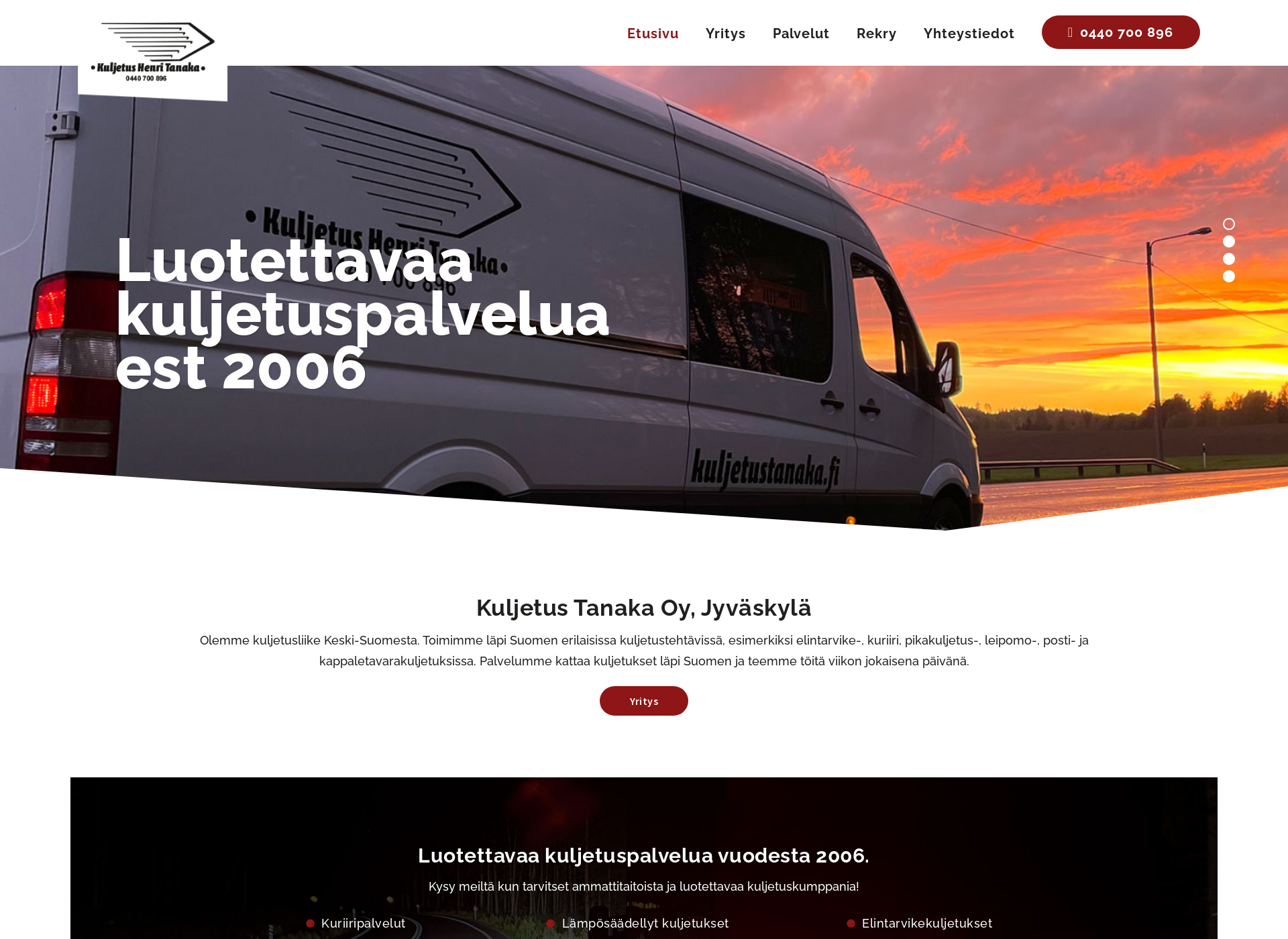 Skärmdump för kuljetustanaka.fi