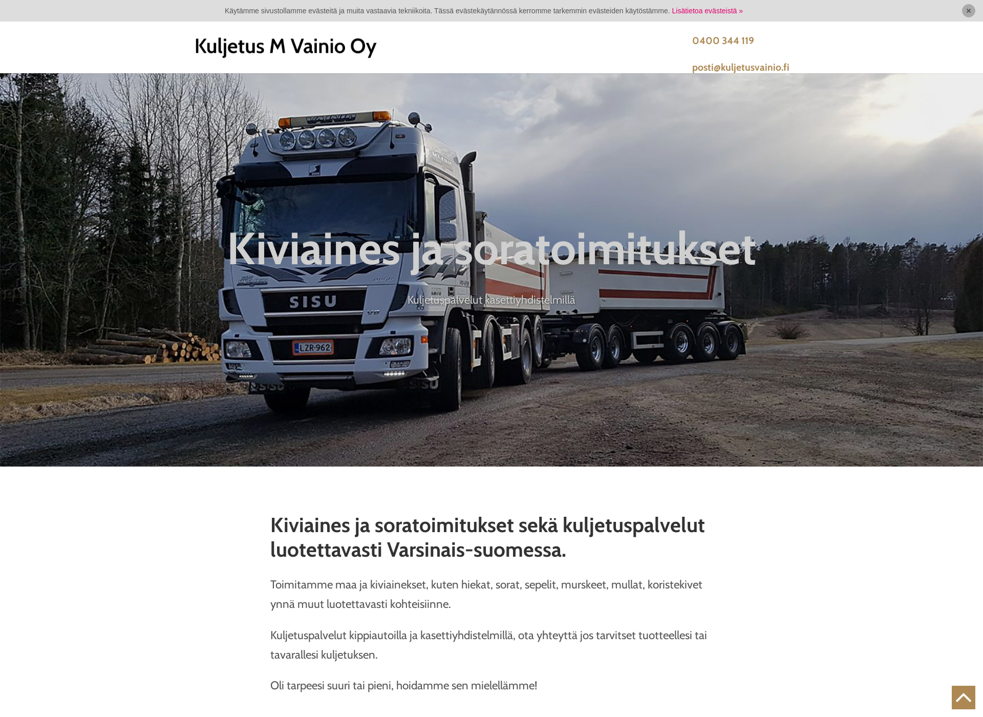 Skärmdump för kuljetusvainio.fi