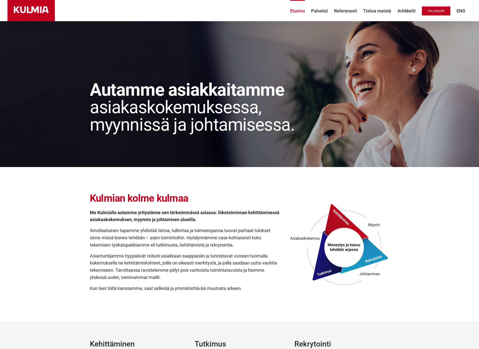 Skärmdump för kulmiagroup.fi