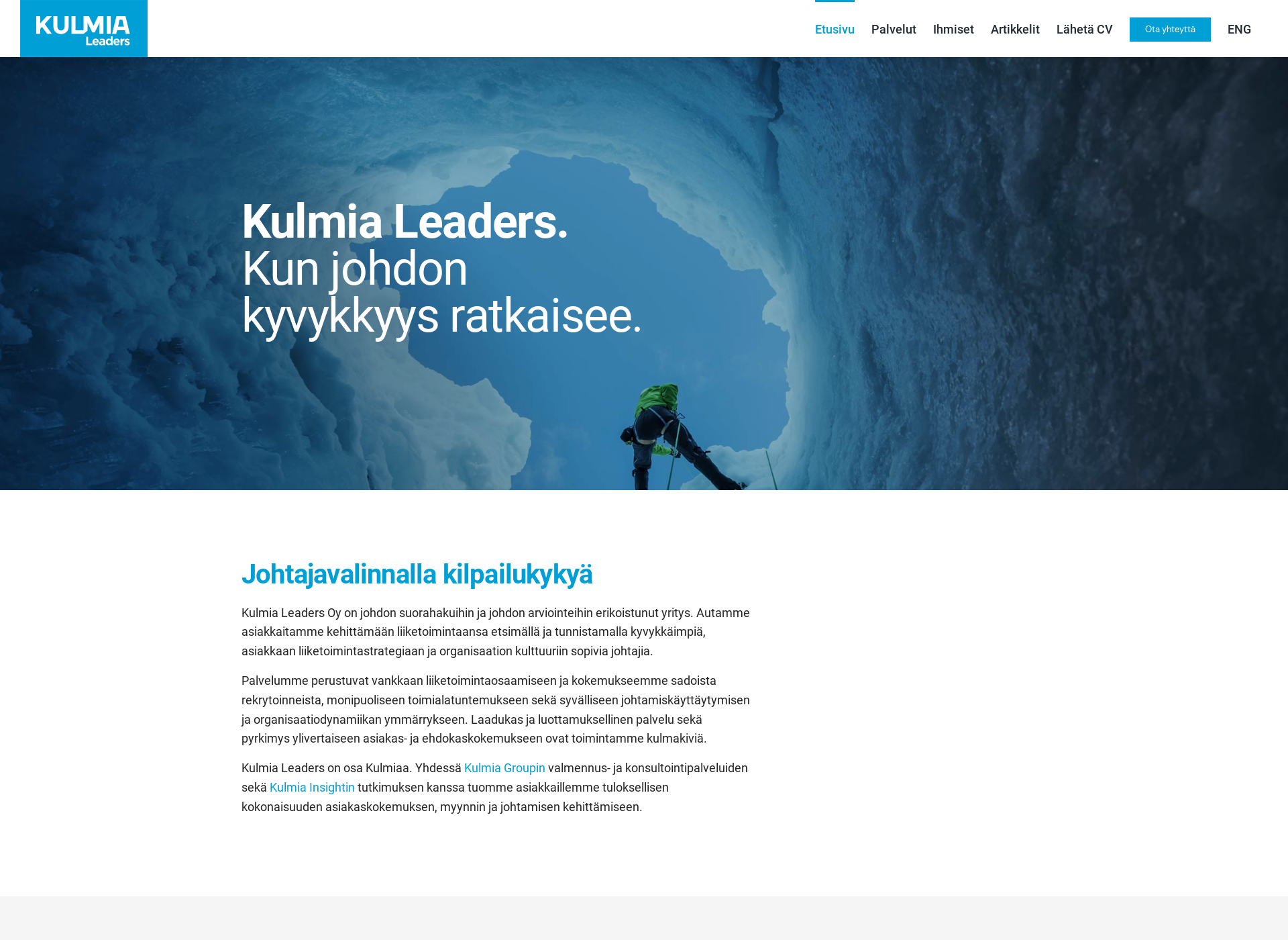 Skärmdump för kulmialeaders.fi