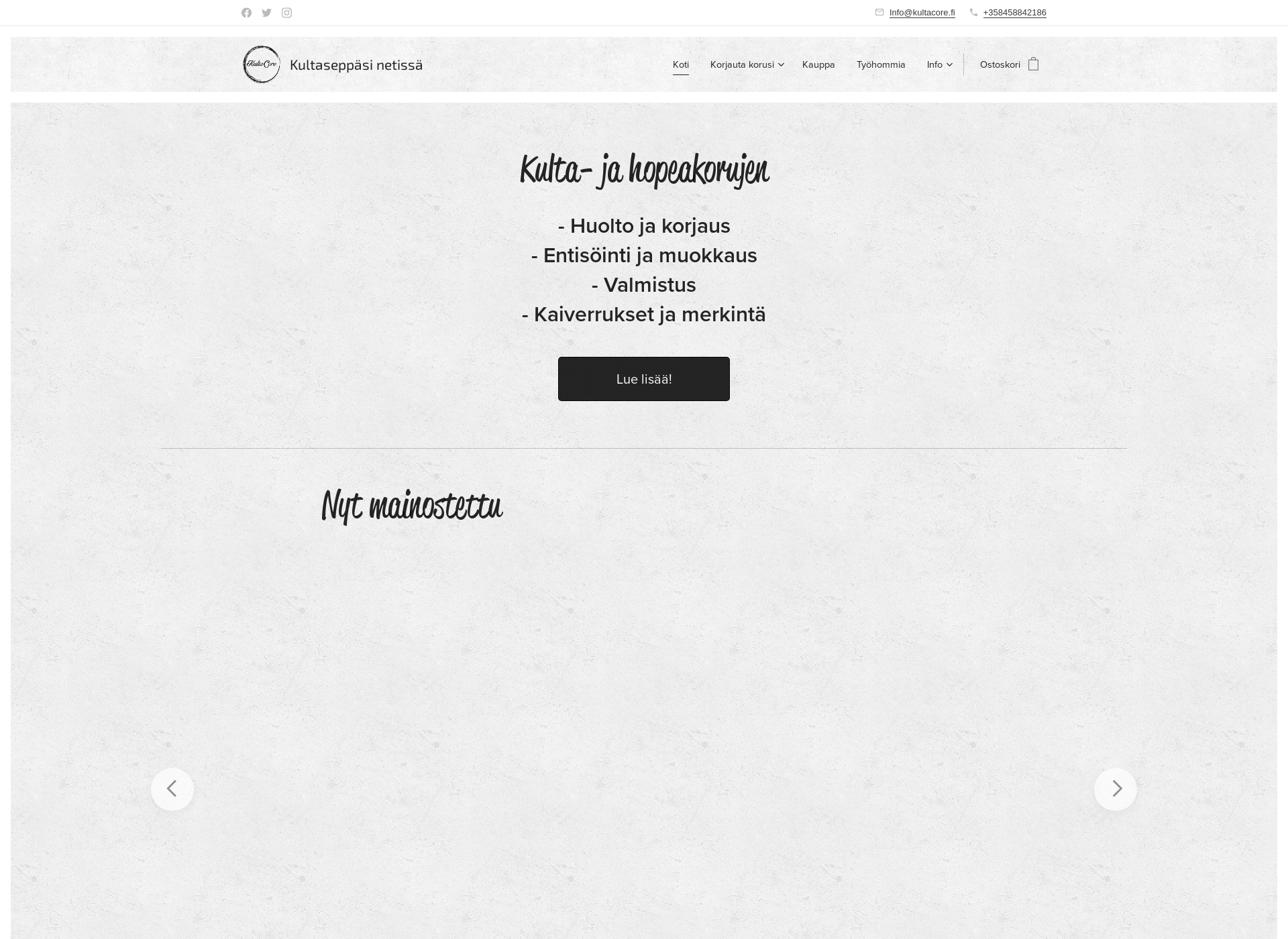 Skärmdump för kultacore.fi