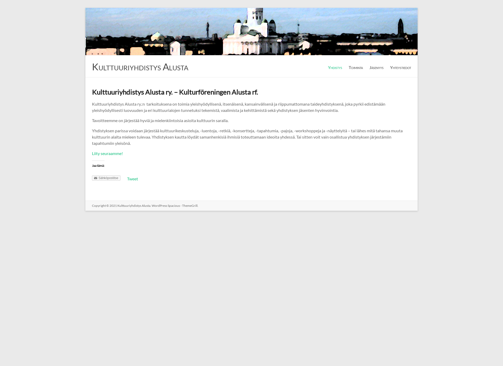 Skärmdump för kulttuurialusta.fi