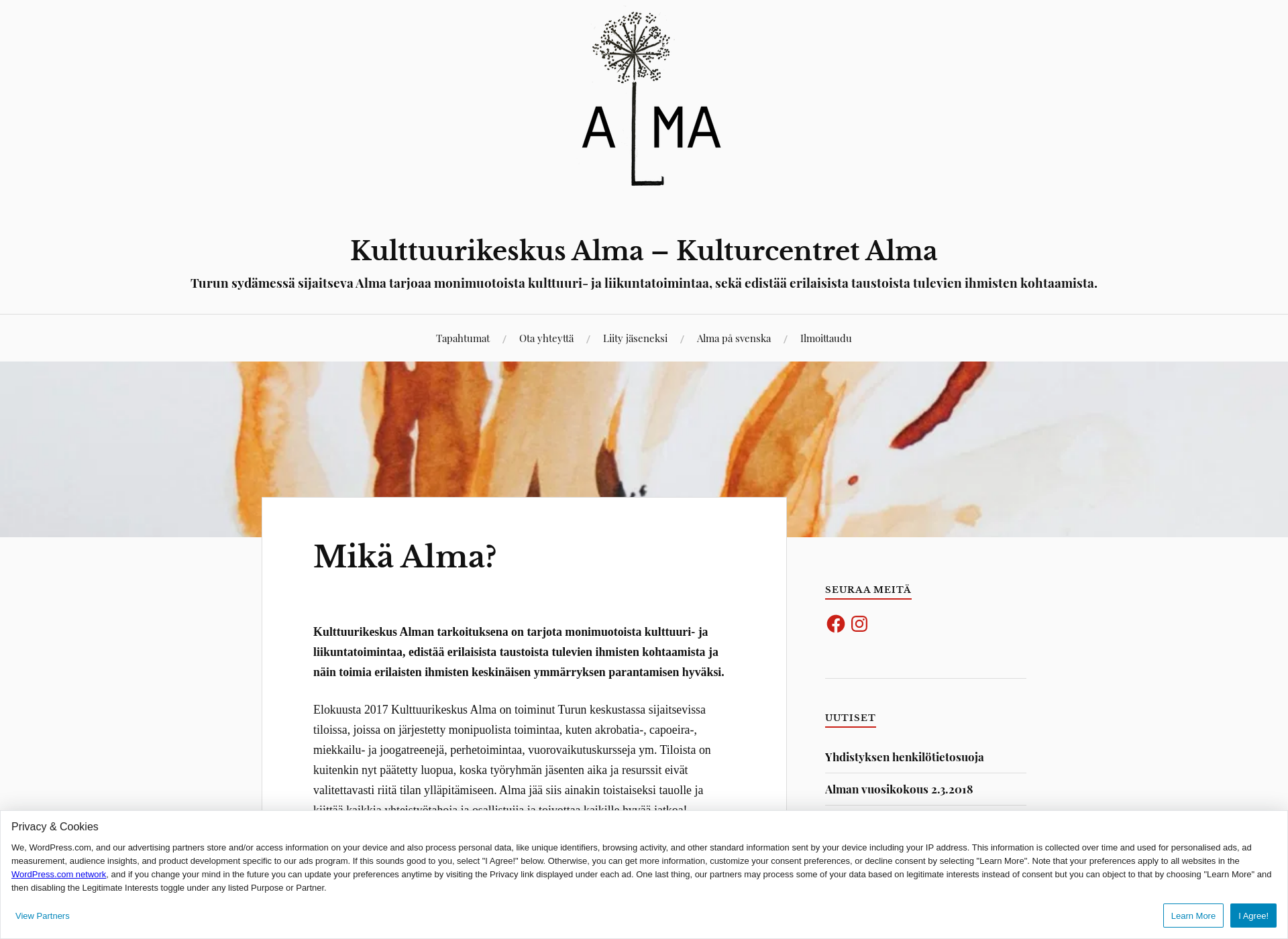 Screenshot for kulttuurikeskusalma.fi