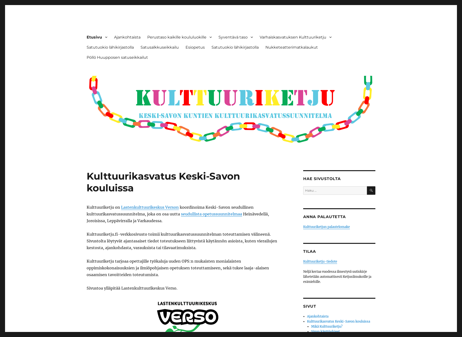 Skärmdump för kulttuuriketju.fi