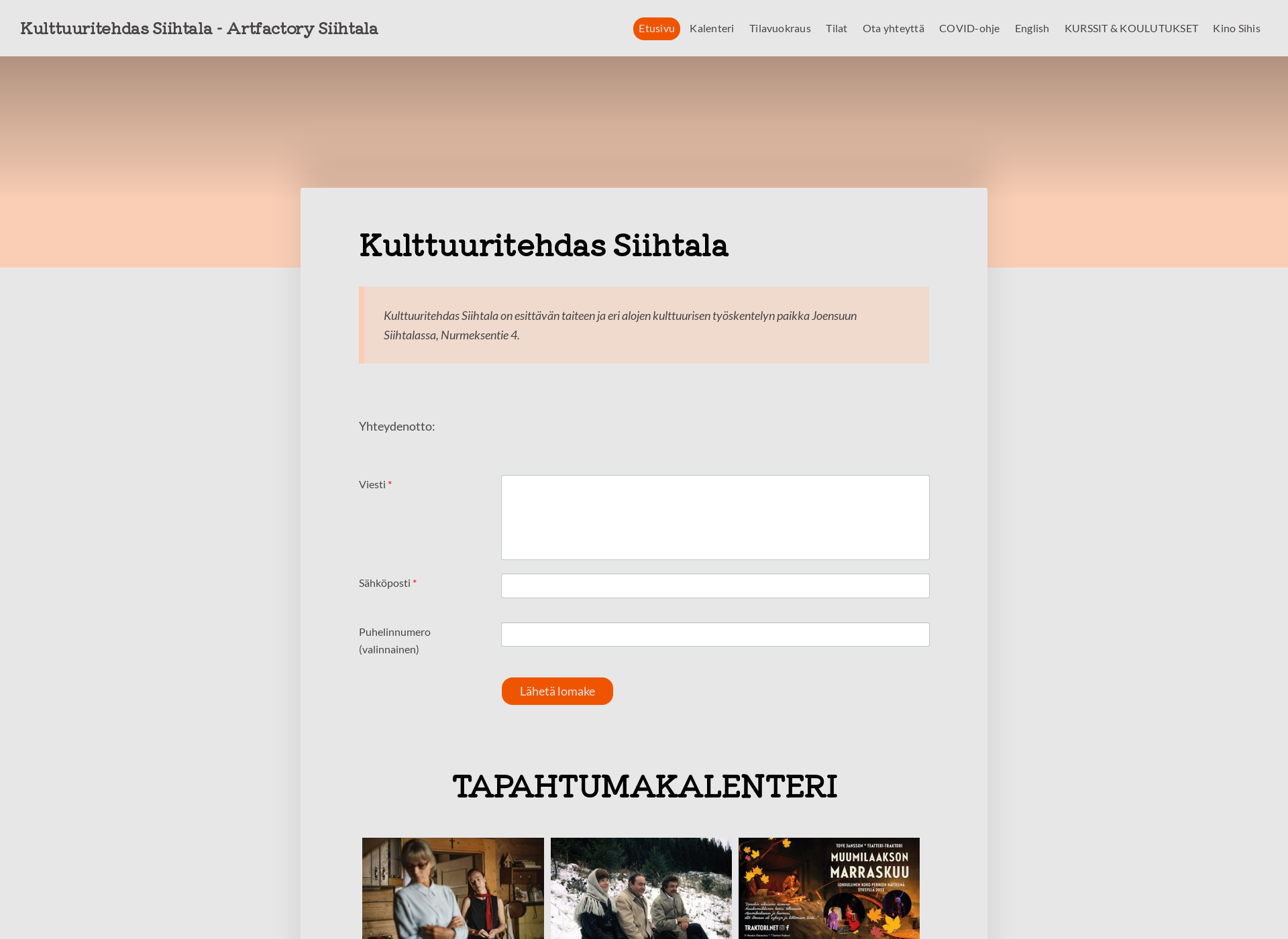 Skärmdump för kulttuuritehdas.fi