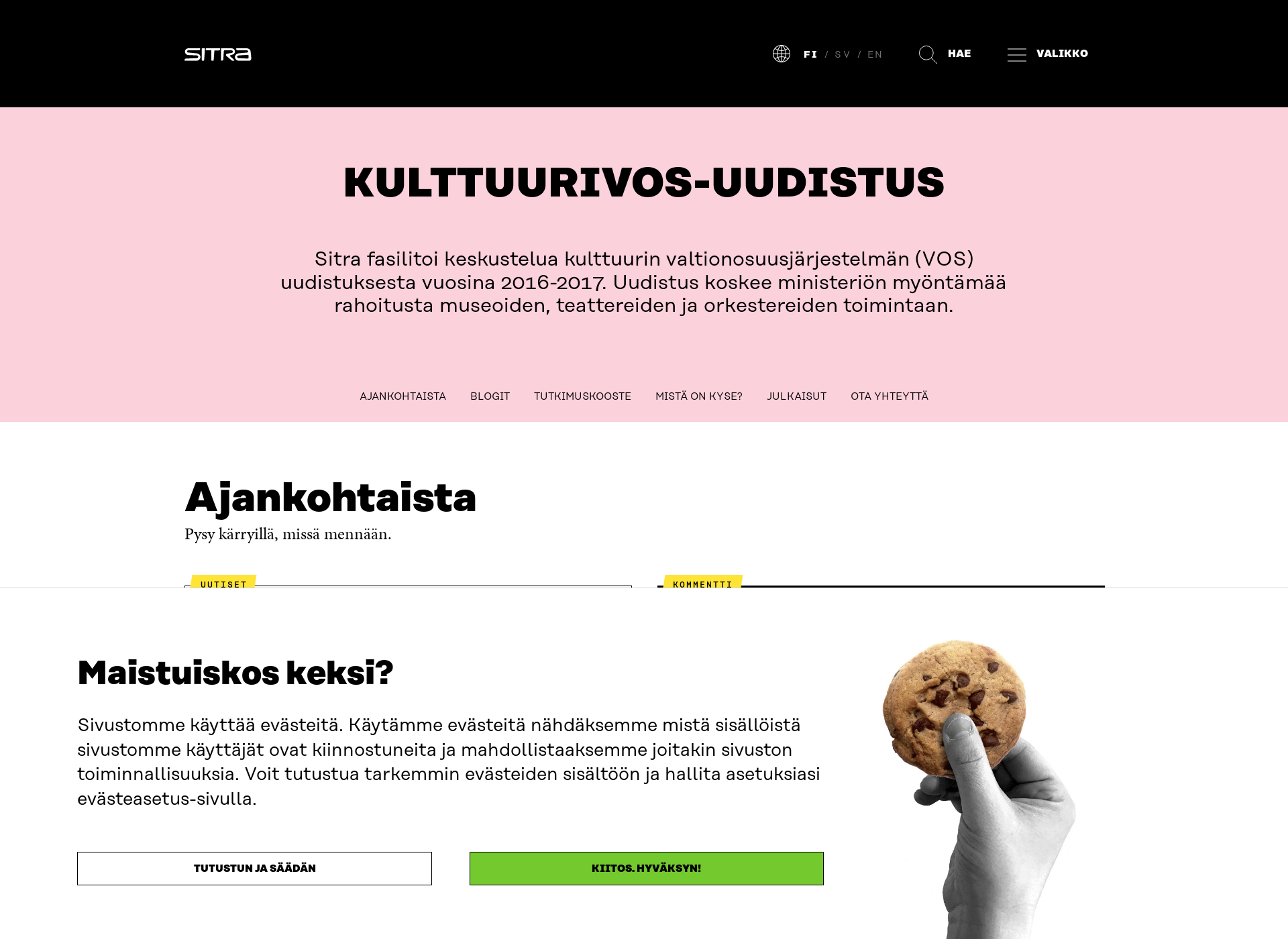 Skärmdump för kulttuurivos.fi