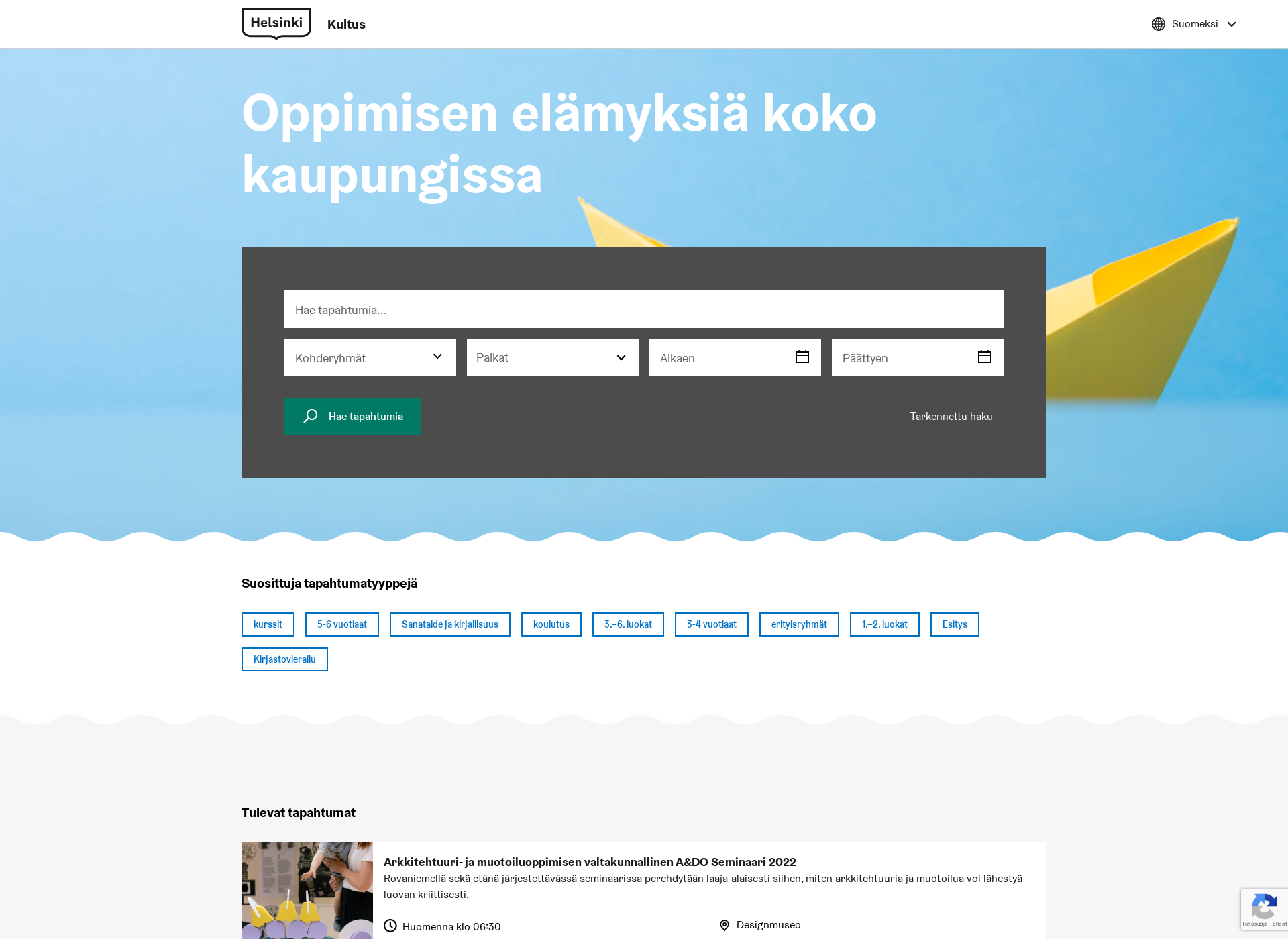Skärmdump för kultus.fi
