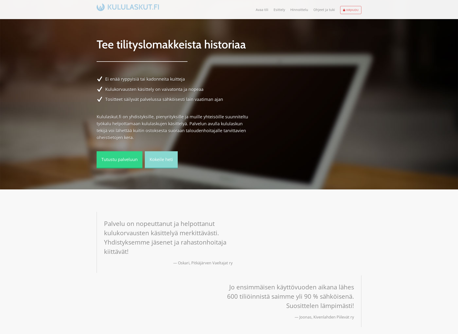 Screenshot for kululaskut.fi