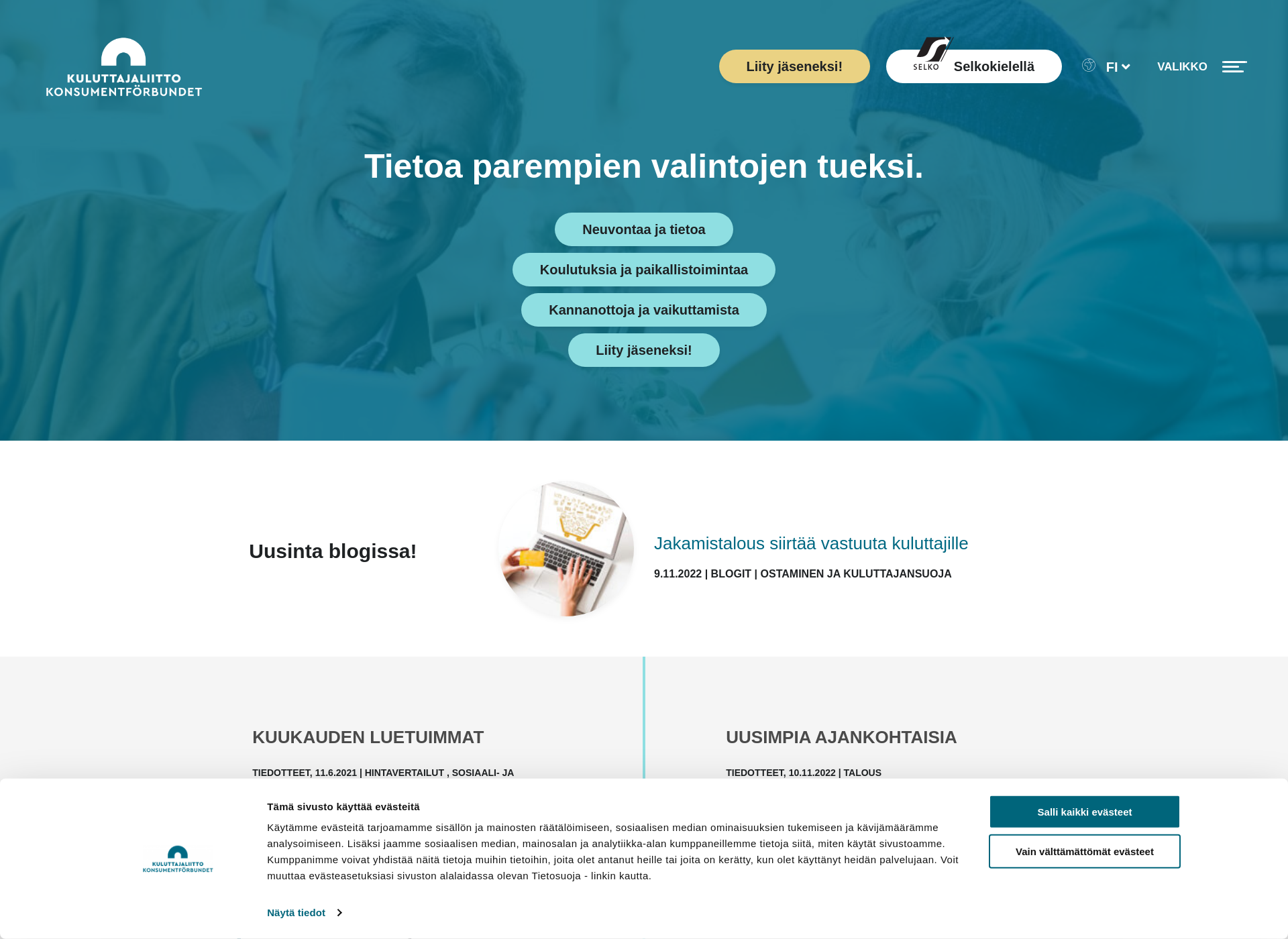 Screenshot for kuluttajaliitto.fi