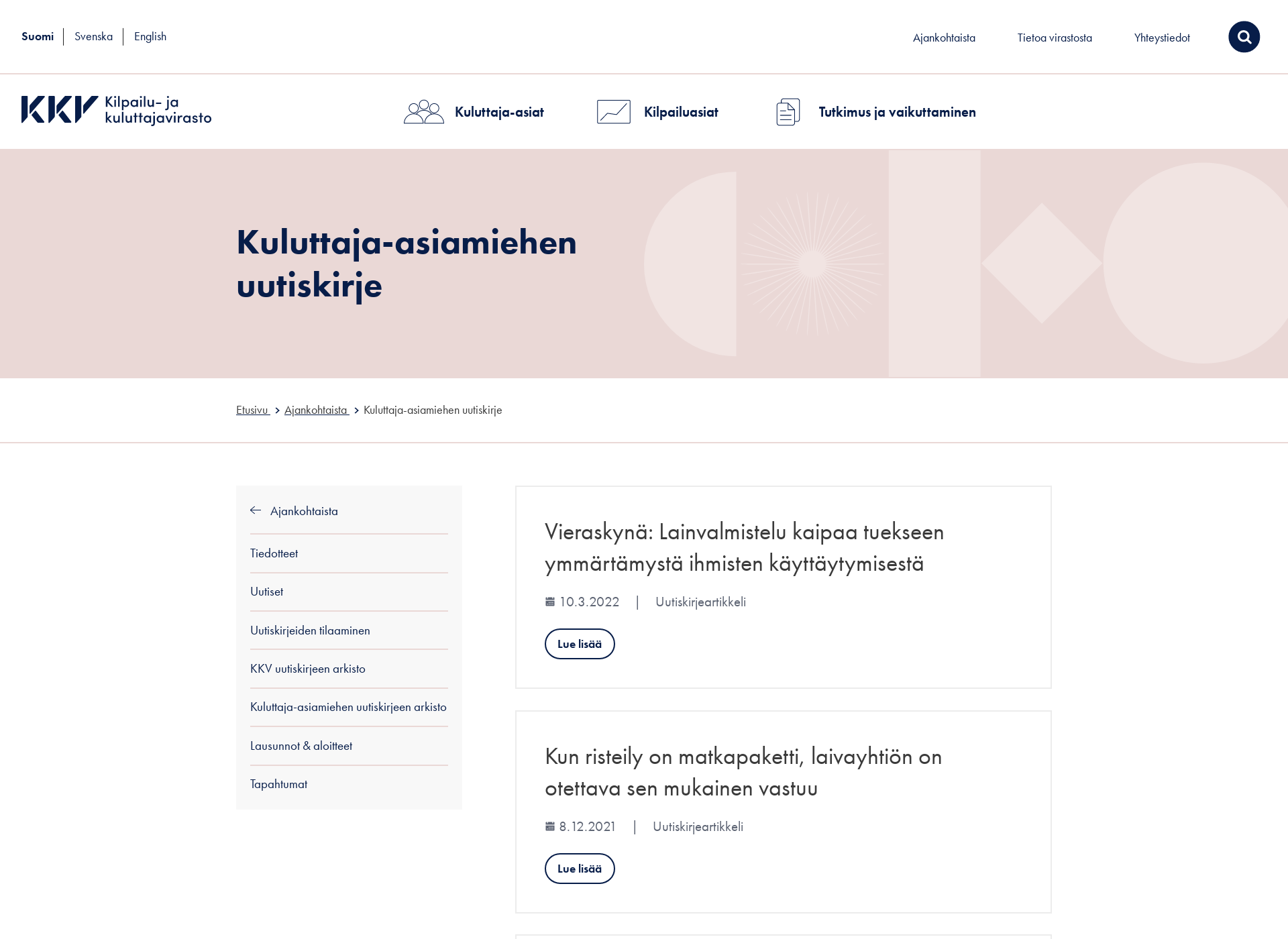 Screenshot for kuluttajaoikeus.fi