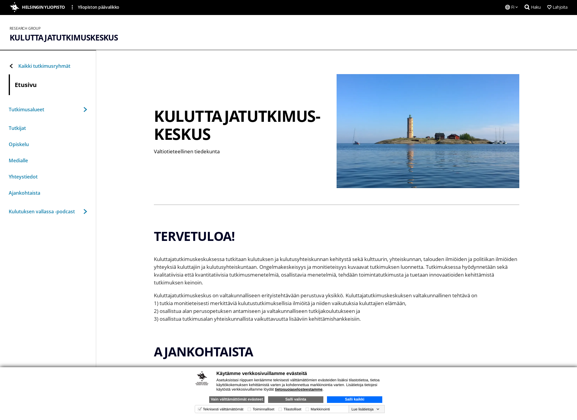 Skärmdump för kuluttajatutkimus.fi